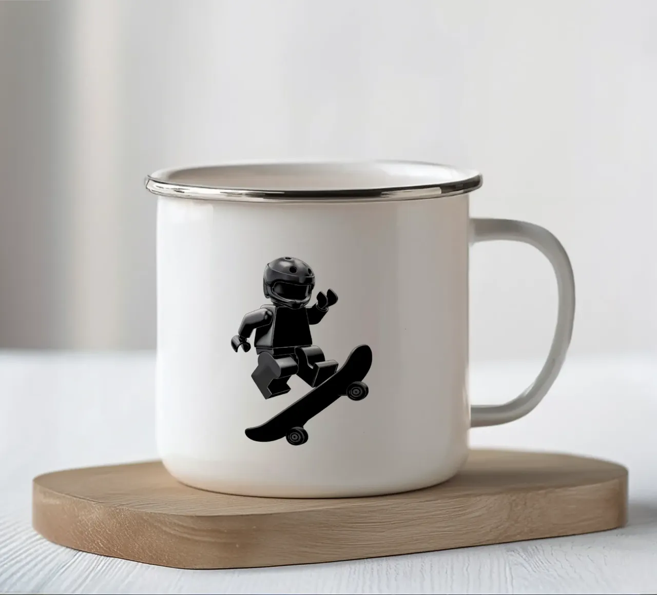 LEGO NERO E WITHE MINILASIT SKATEBOARD DIVERTIMENTO COOL tazza in smalto da dinem