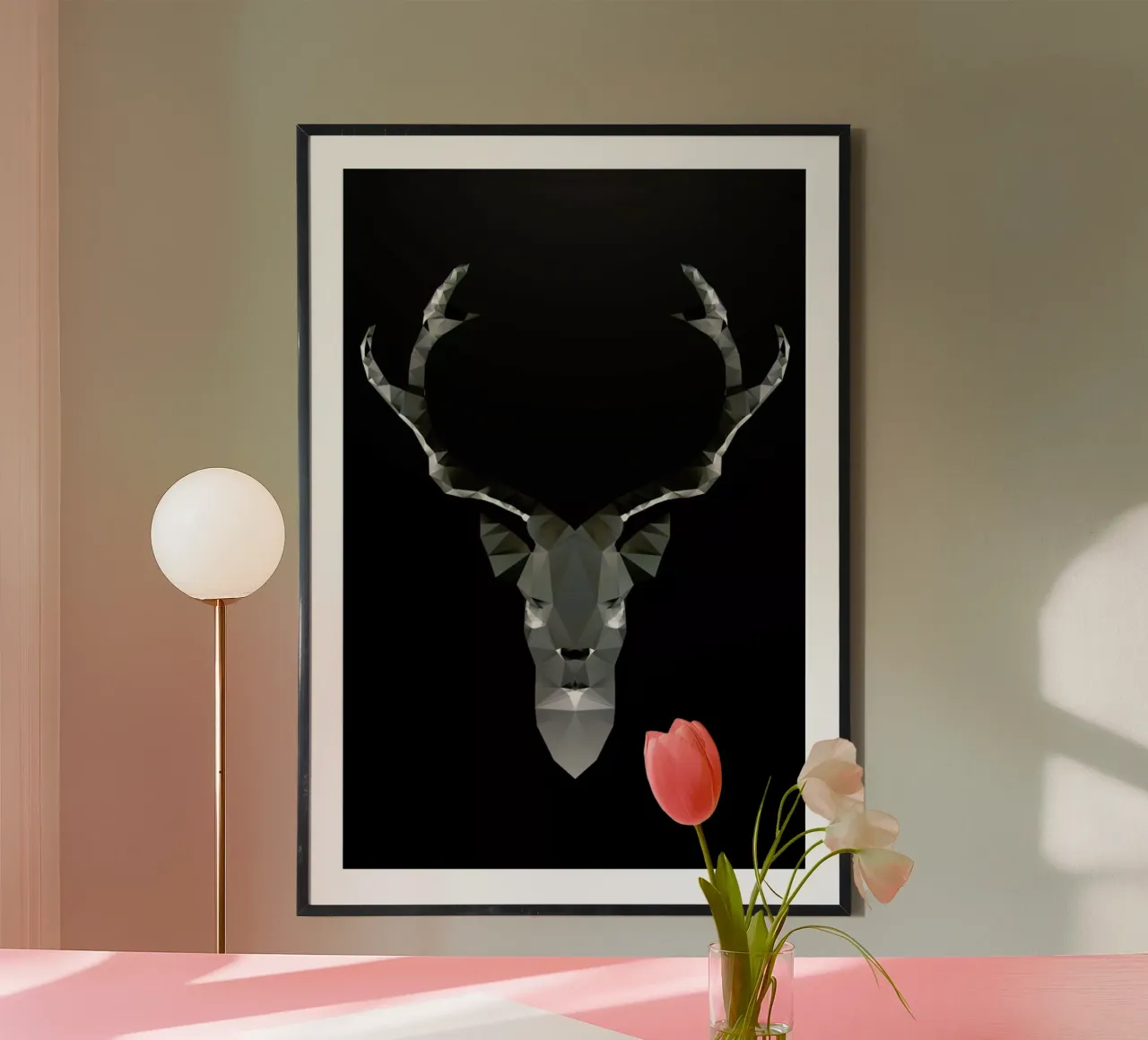 Geo Black Deer poster con telaio in plastica da Three Of The Possessed