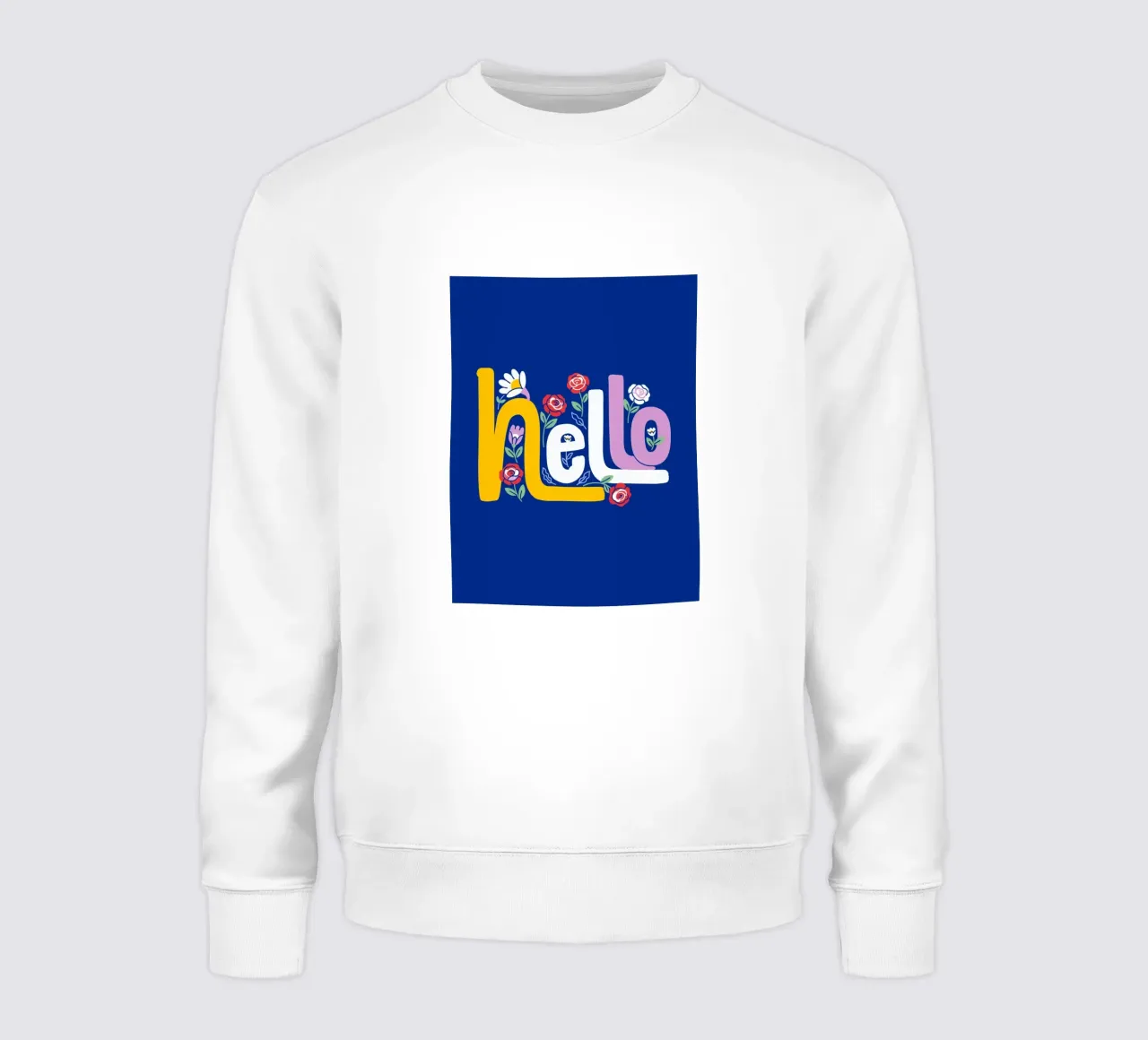 Arte floreale Groovy "Hello" scritta a mano felpa da Bold Type Co.