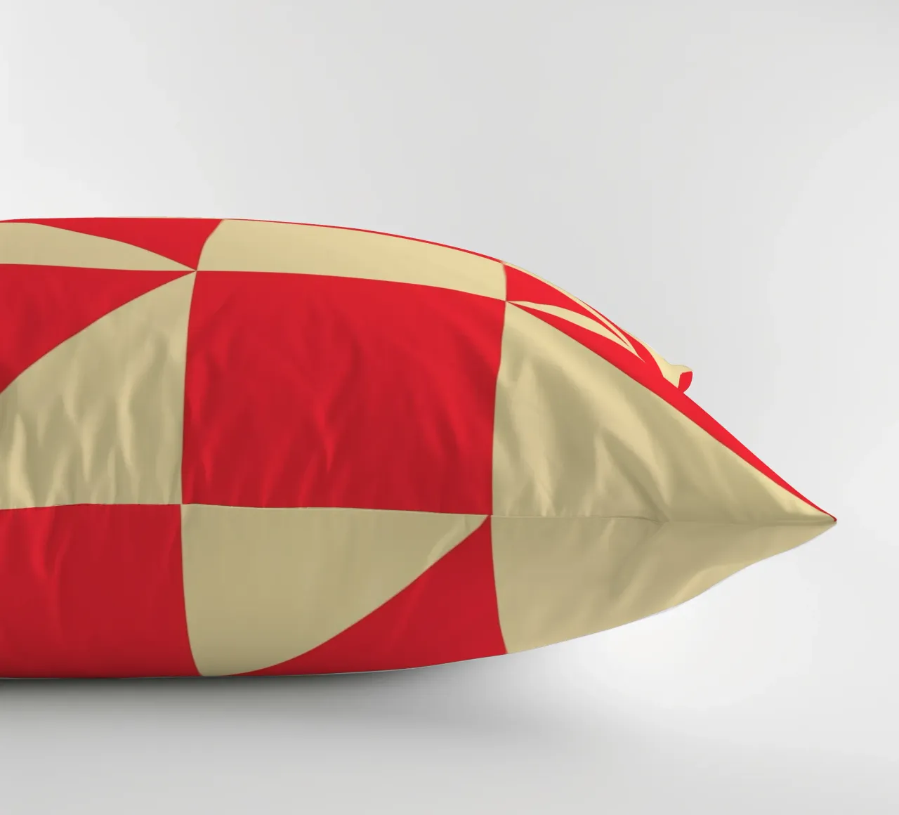 Abstract Bauhaus triangular pattern in red and cream decorative cushion by Casa Vibes
