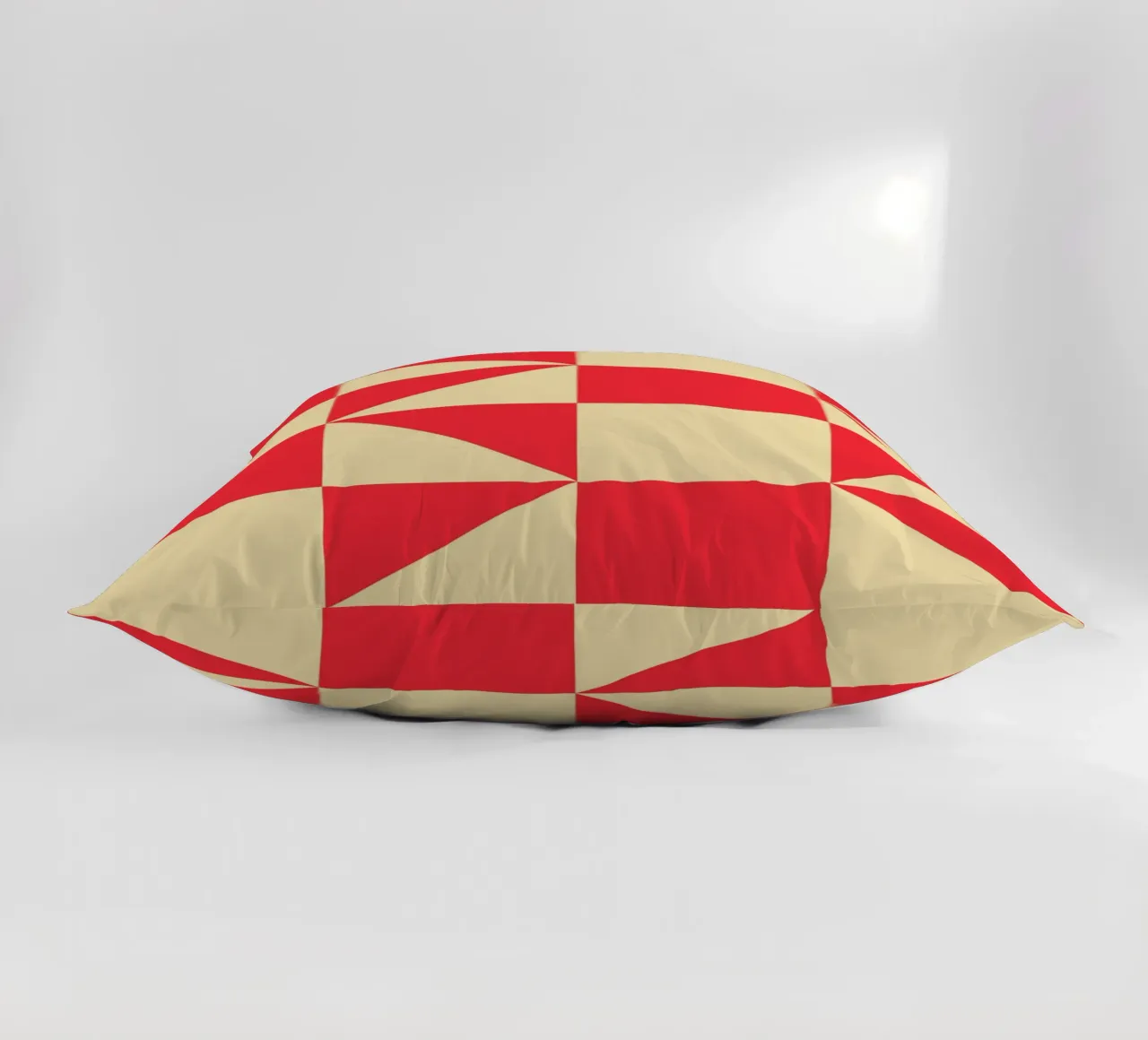 Abstract Bauhaus triangular pattern in red and cream decorative cushion by Casa Vibes