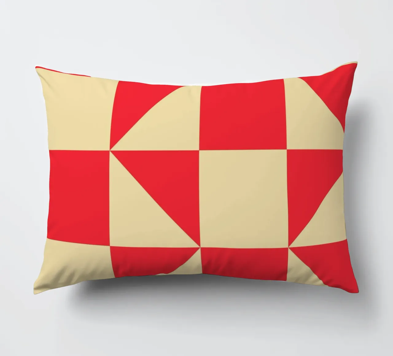 Abstract Bauhaus triangular pattern in red and cream decorative cushion by Casa Vibes