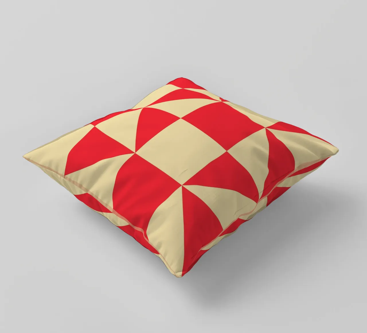 Abstract Bauhaus triangular pattern in red and cream decorative cushion by Casa Vibes