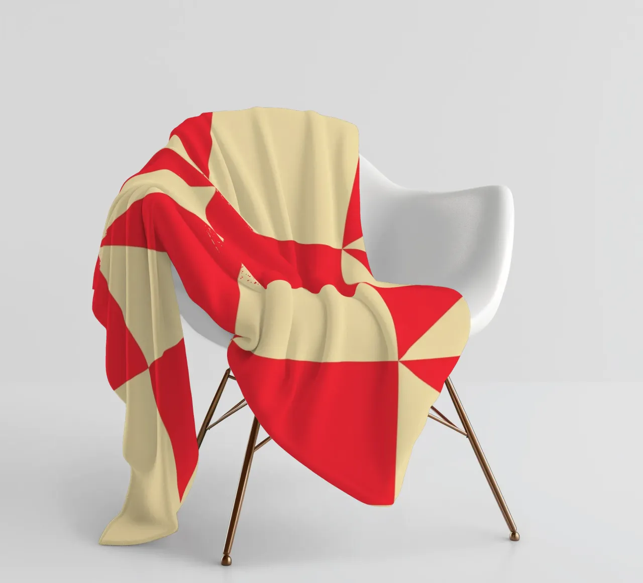 Abstract Bauhaus triangular pattern in red and cream fleece blanket by Casa Vibes