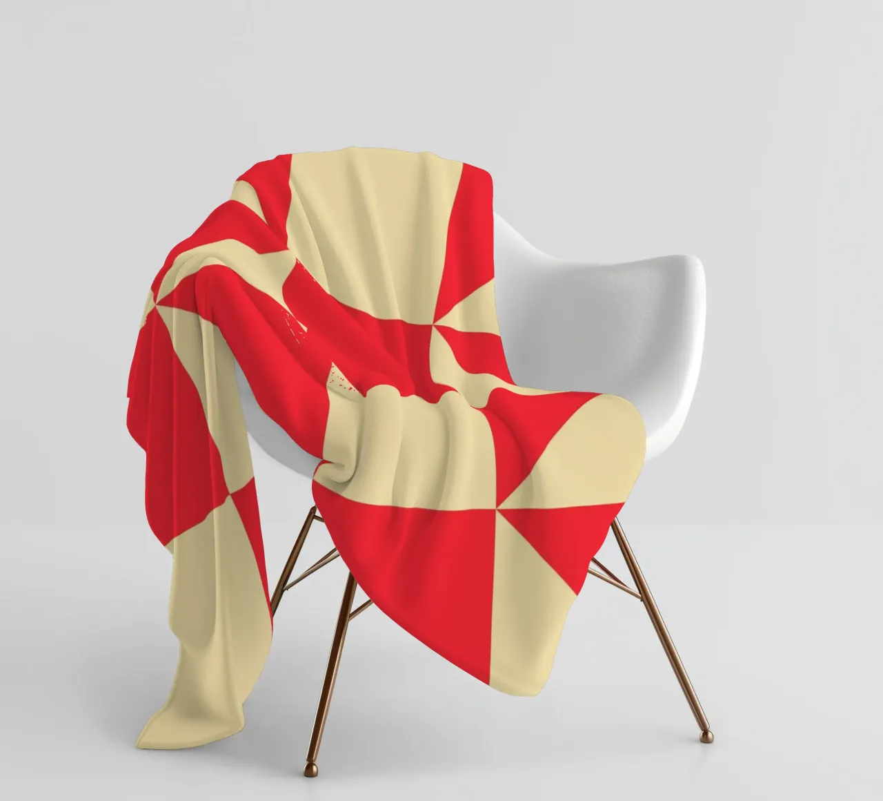 Abstract Bauhaus triangular pattern in red and cream fleece blanket by Casa Vibes