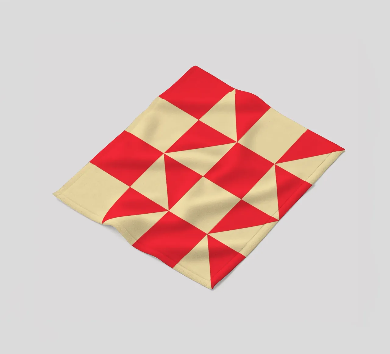 Abstract Bauhaus triangular pattern in red and cream fleece blanket by Casa Vibes