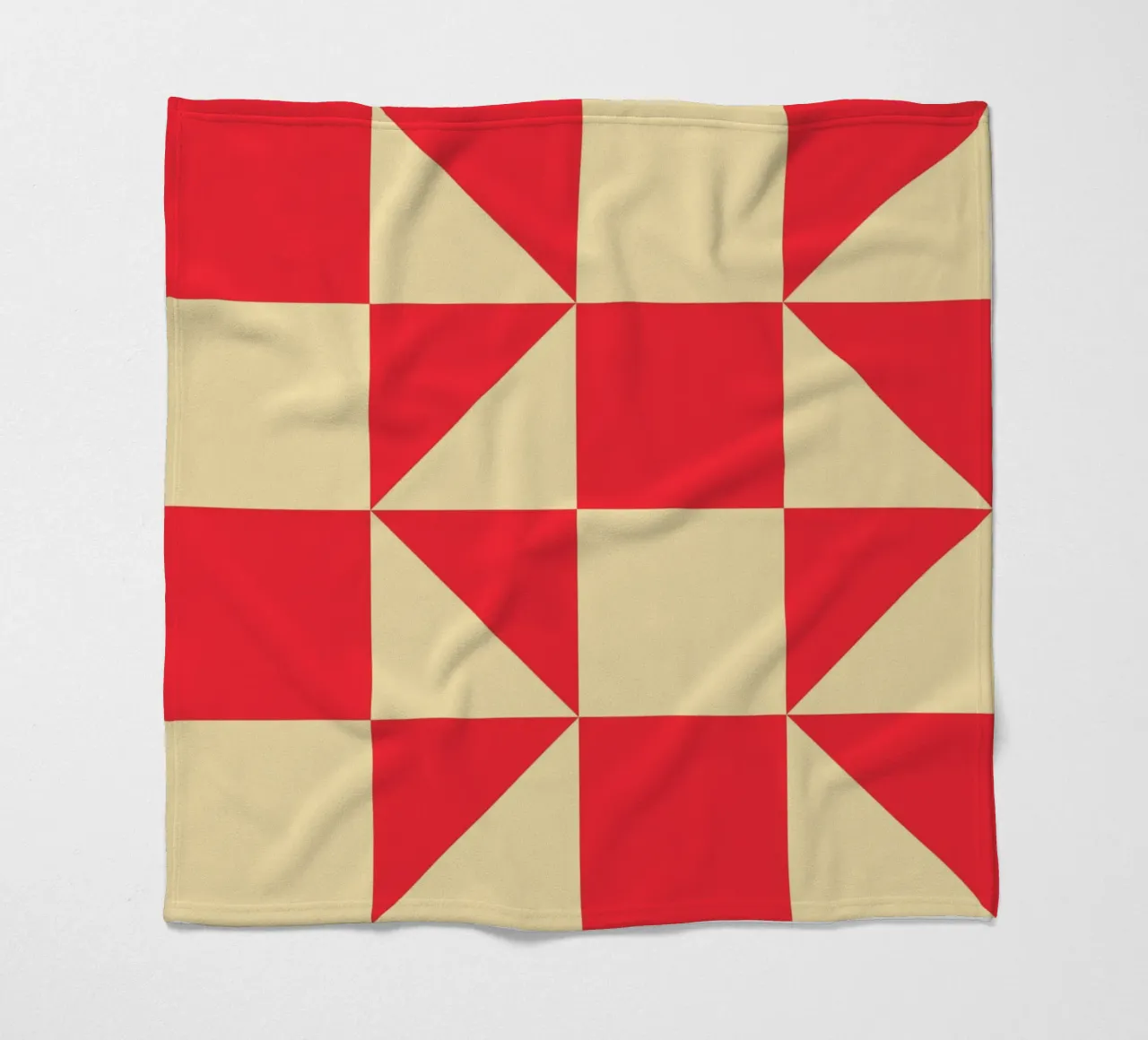Abstract Bauhaus triangular pattern in red and cream fleece blanket by Casa Vibes