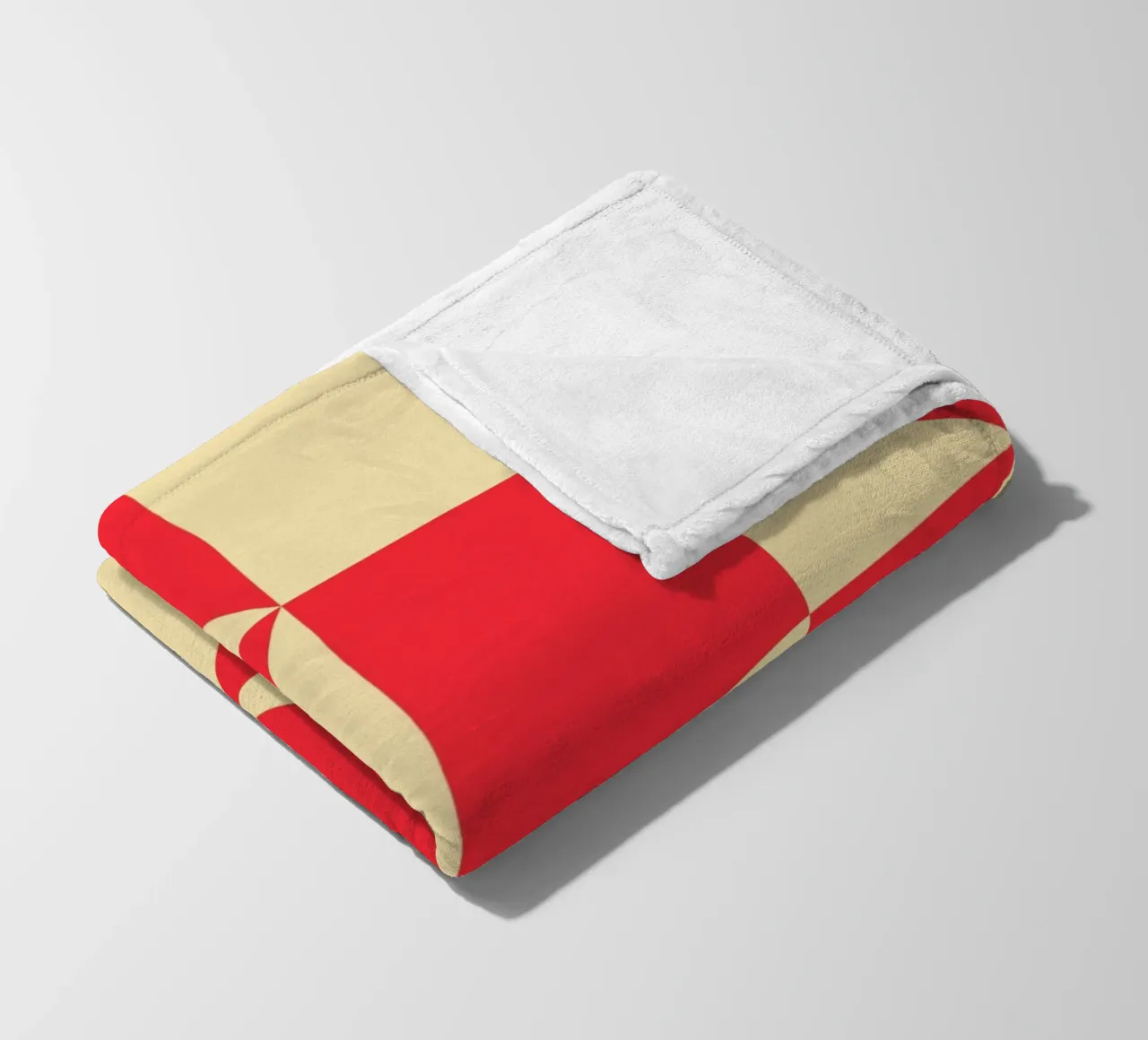 Abstract Bauhaus triangular pattern in red and cream fleece blanket by Casa Vibes