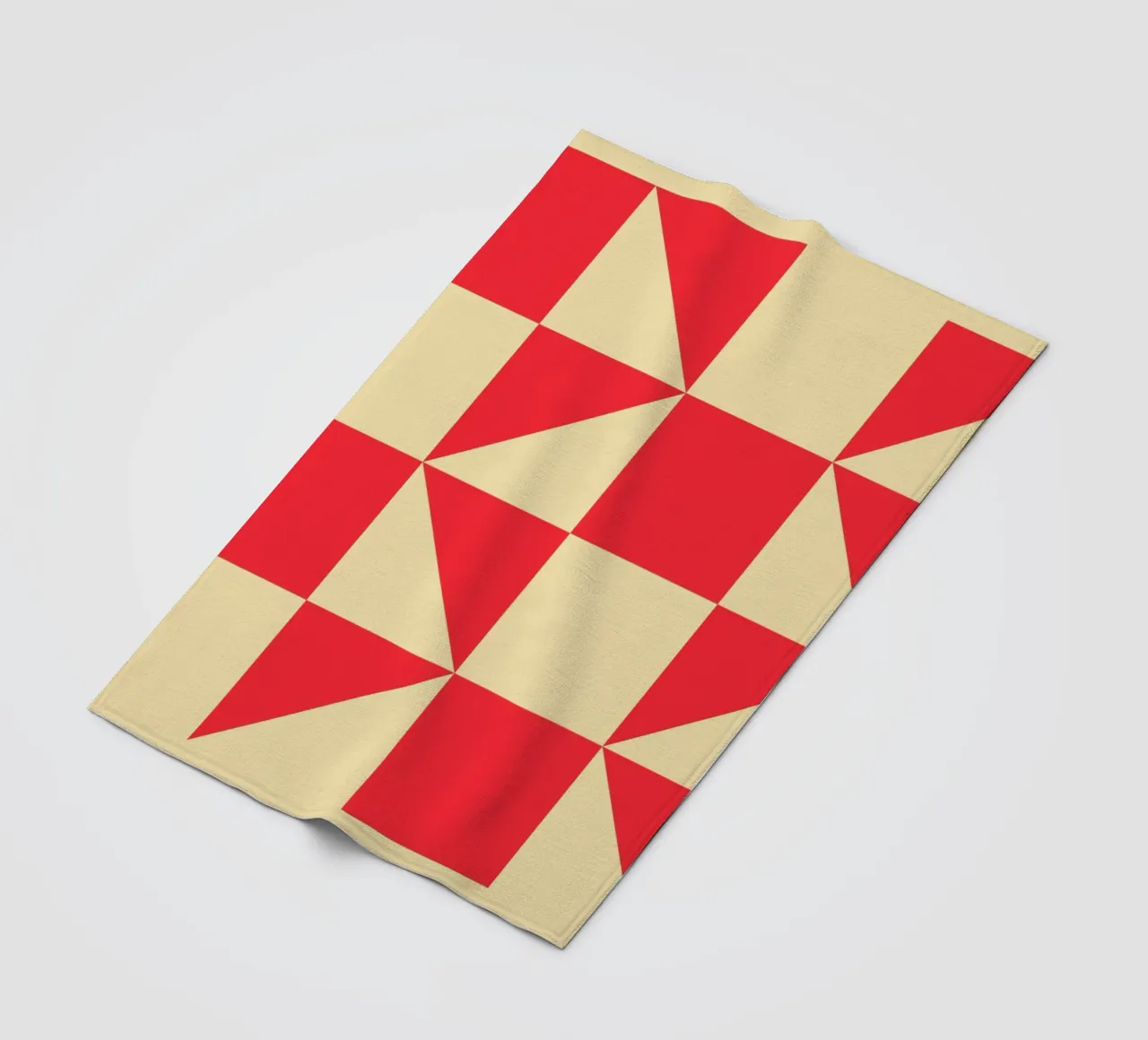 Abstract Bauhaus triangular pattern in red and cream fleece blanket by Casa Vibes