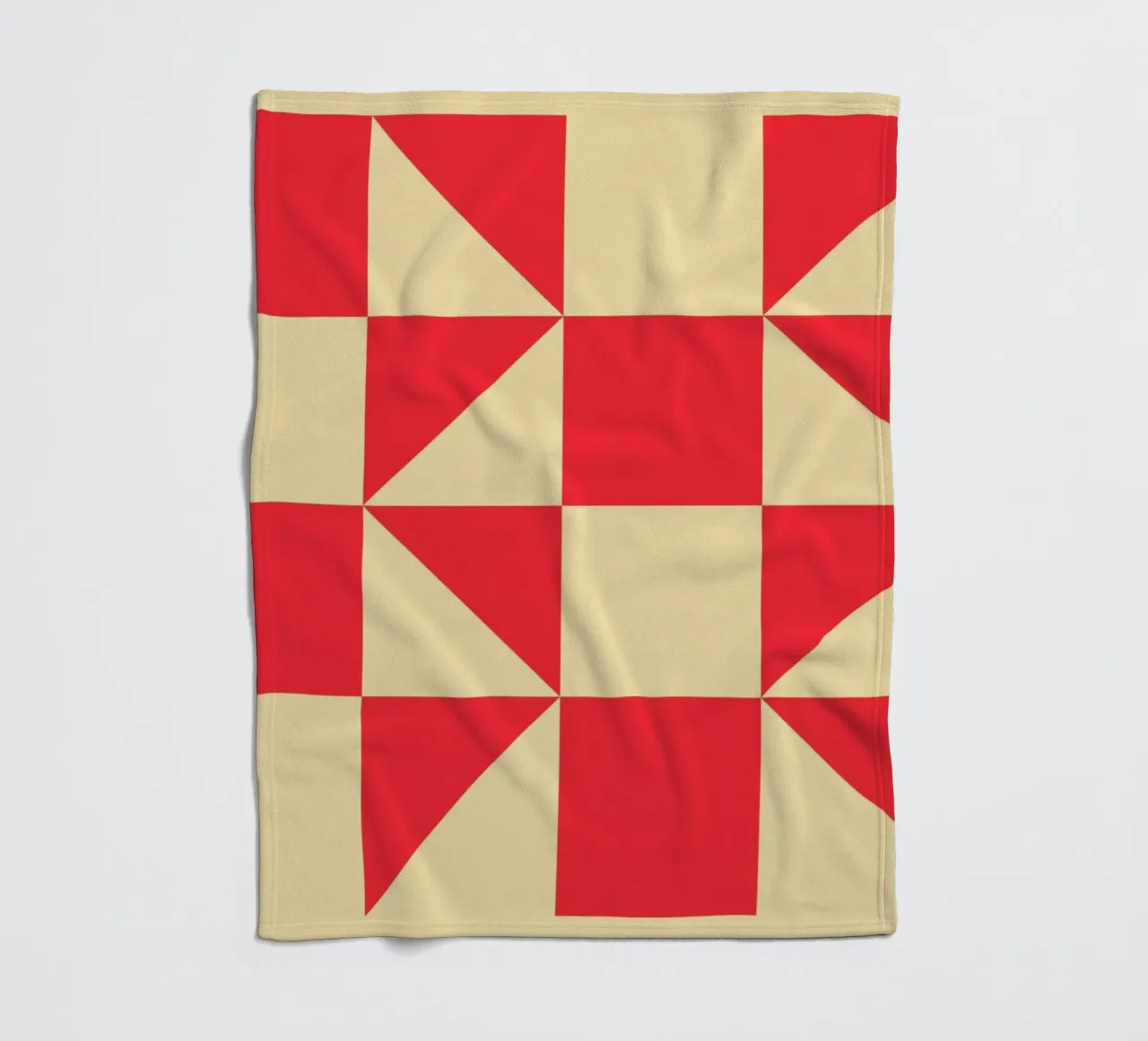 Abstract Bauhaus triangular pattern in red and cream fleece blanket by Casa Vibes