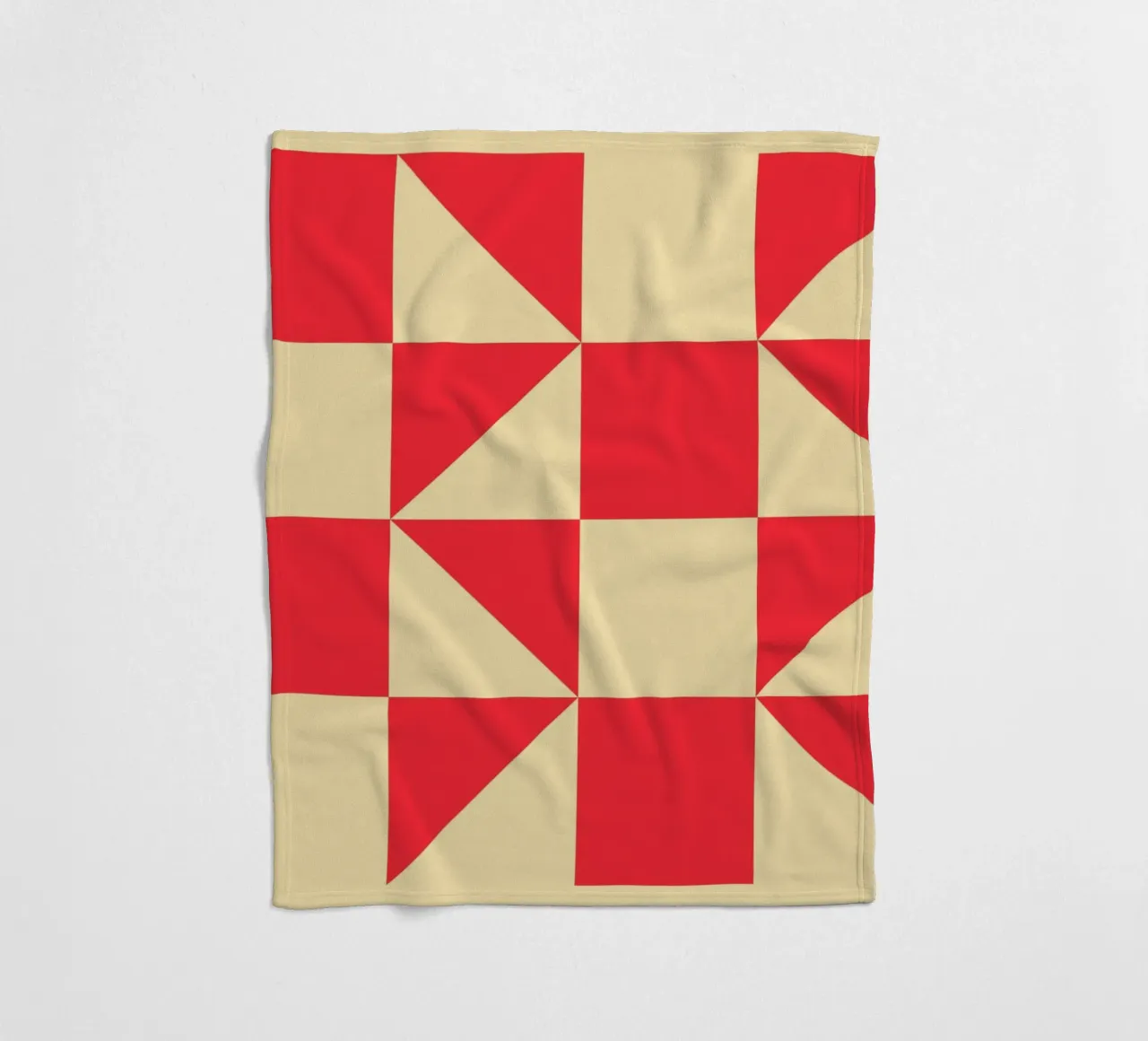 Abstract Bauhaus triangular pattern in red and cream fleece blanket by Casa Vibes