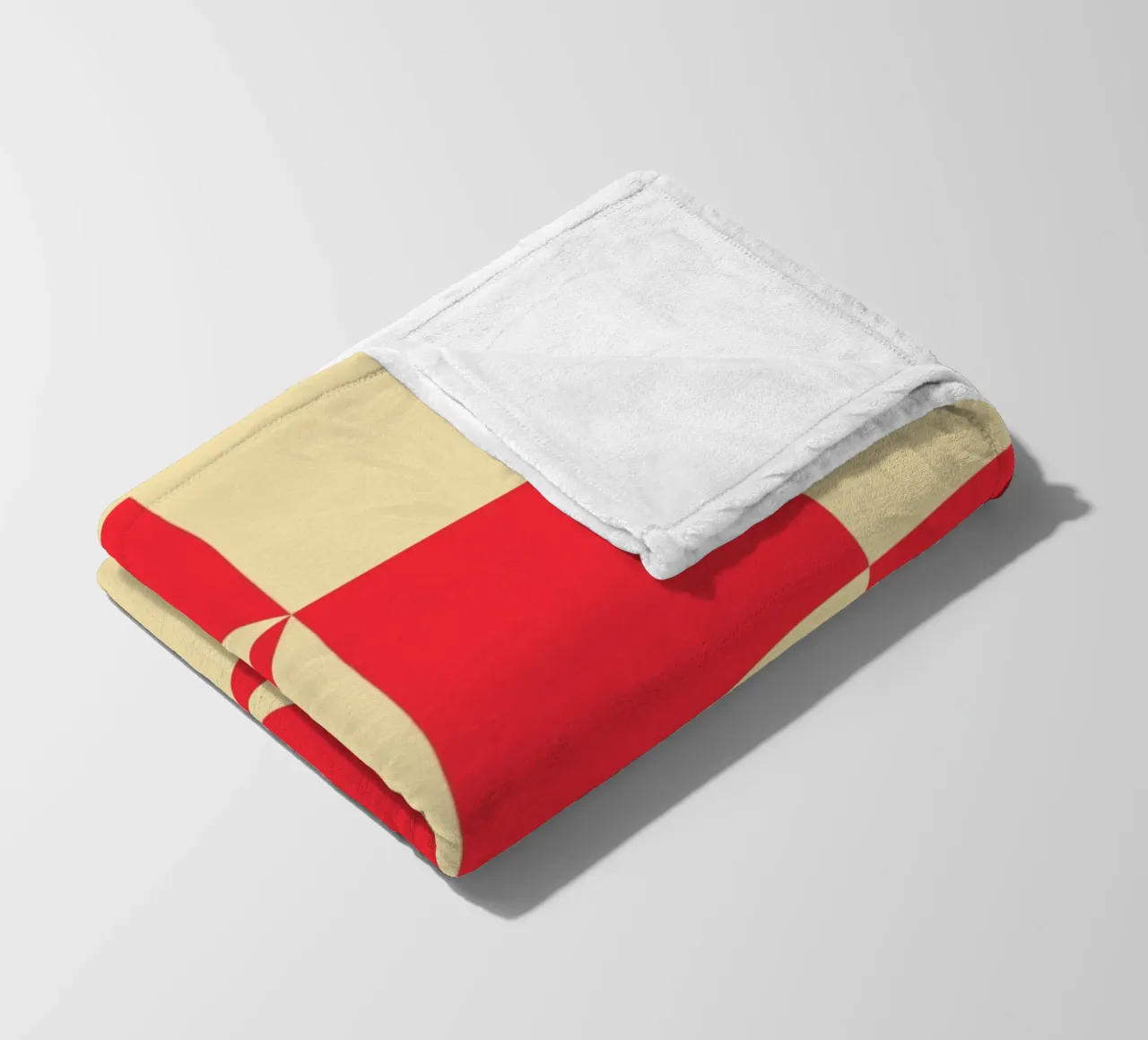 Abstract Bauhaus triangular pattern in red and cream fleece blanket by Casa Vibes