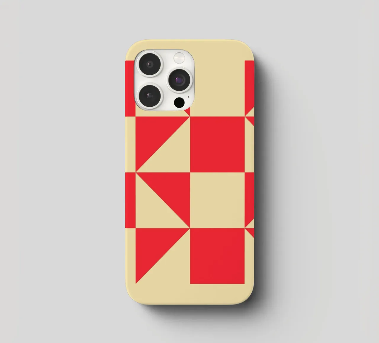 Abstract Bauhaus triangular pattern in red and cream iphone case by Casa Vibes