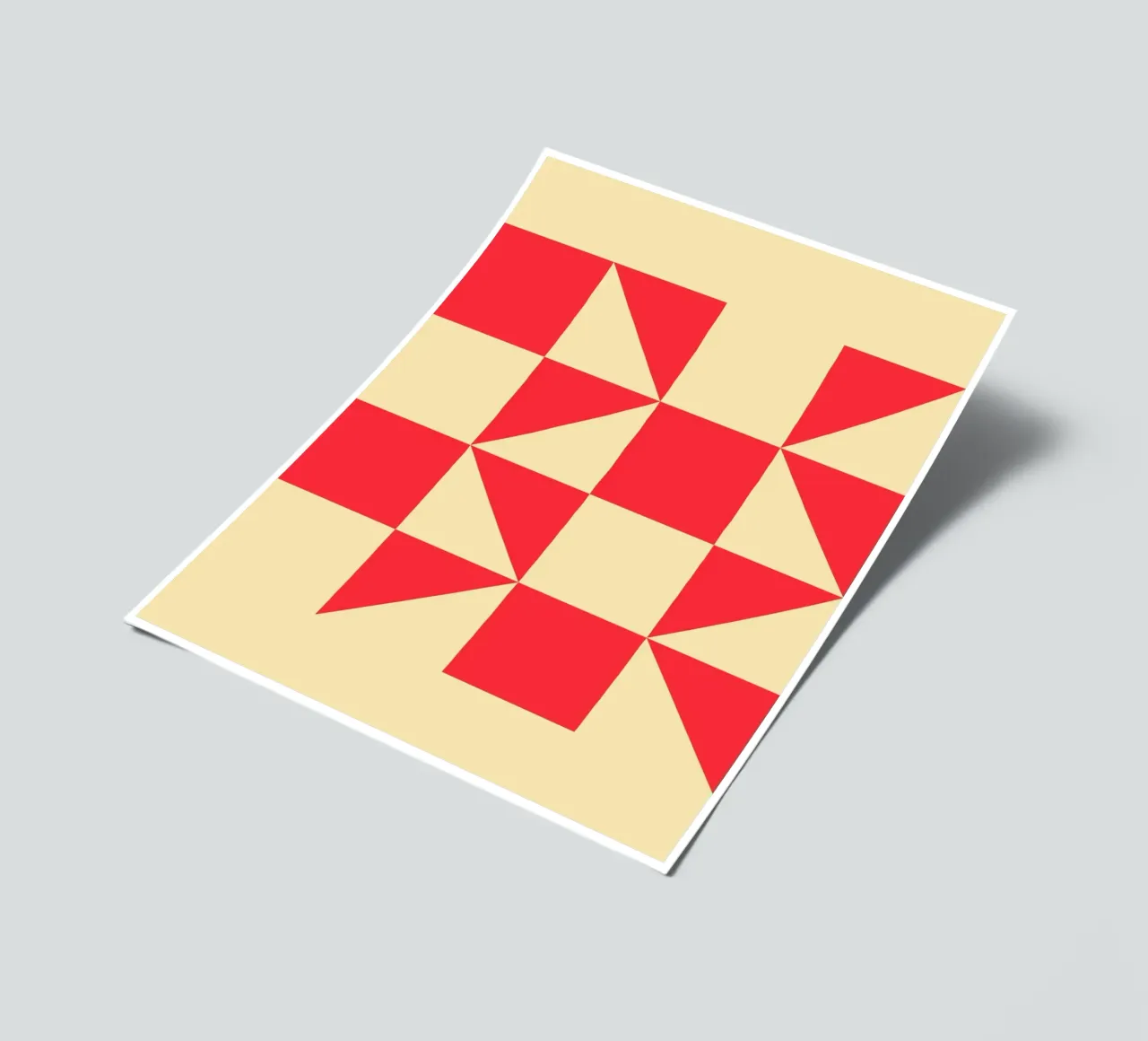 Abstract Bauhaus triangular pattern in red and cream sticker sheet by Casa Vibes