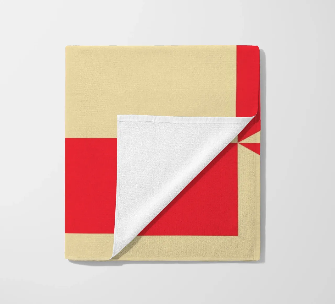 Abstract Bauhaus triangular pattern in red and cream beach towel by Casa Vibes