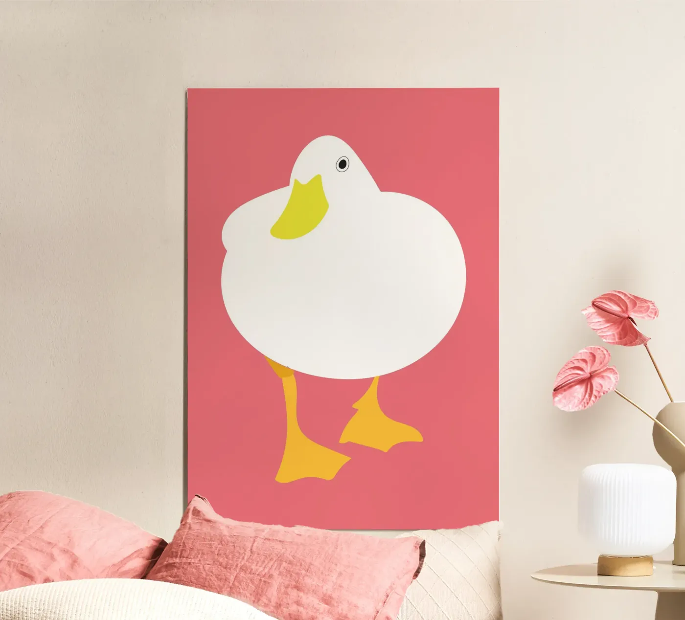Eend wit schattig poster van Studio Fun Boy