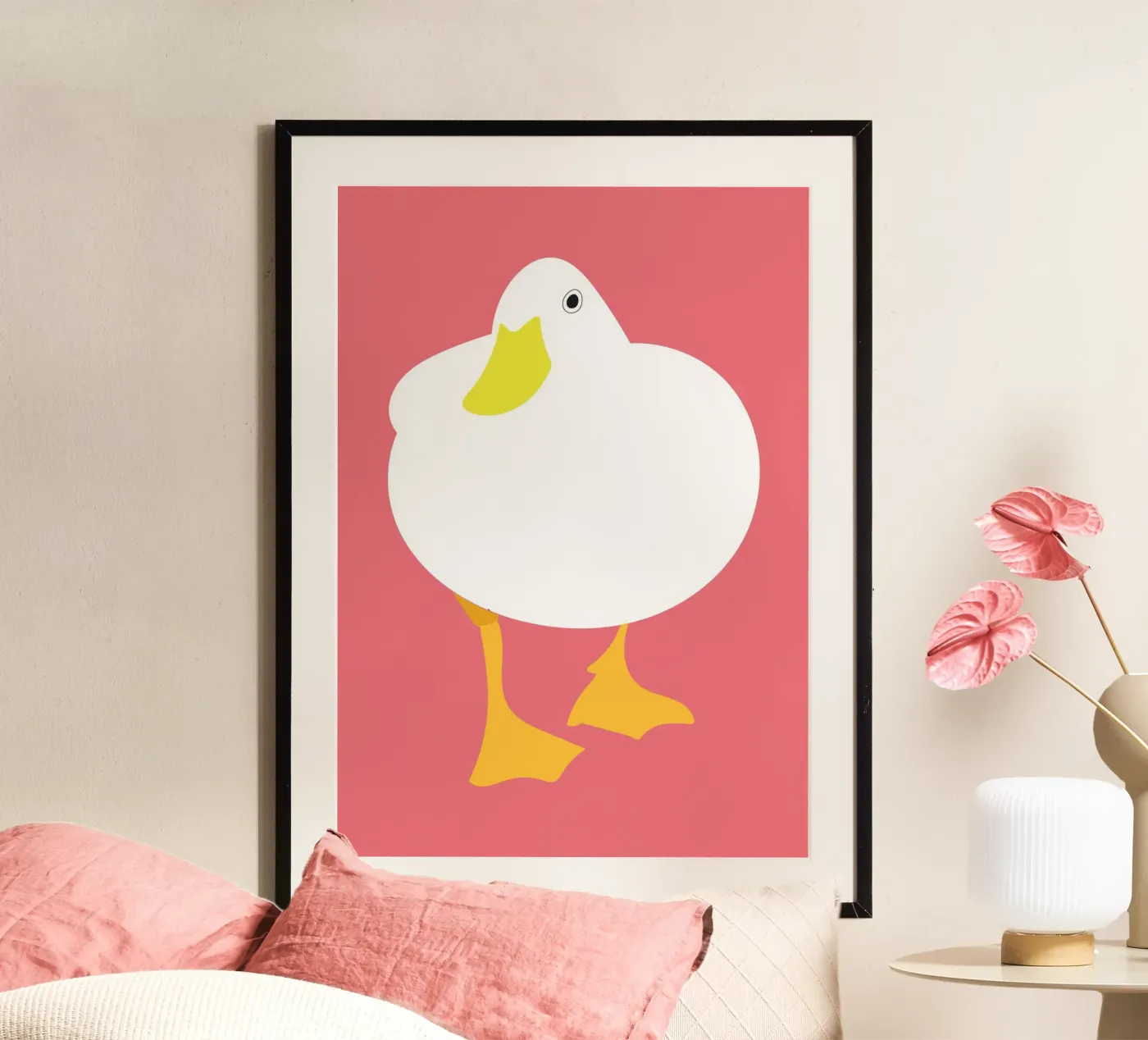 Eend wit schattig poster van Studio Fun Boy