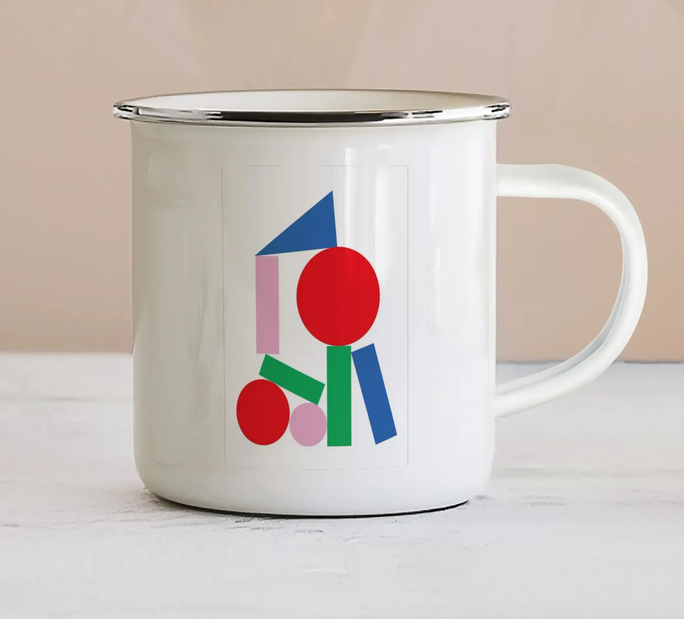 Geometric Stack Stable enamel mug by Studio Fun Boy