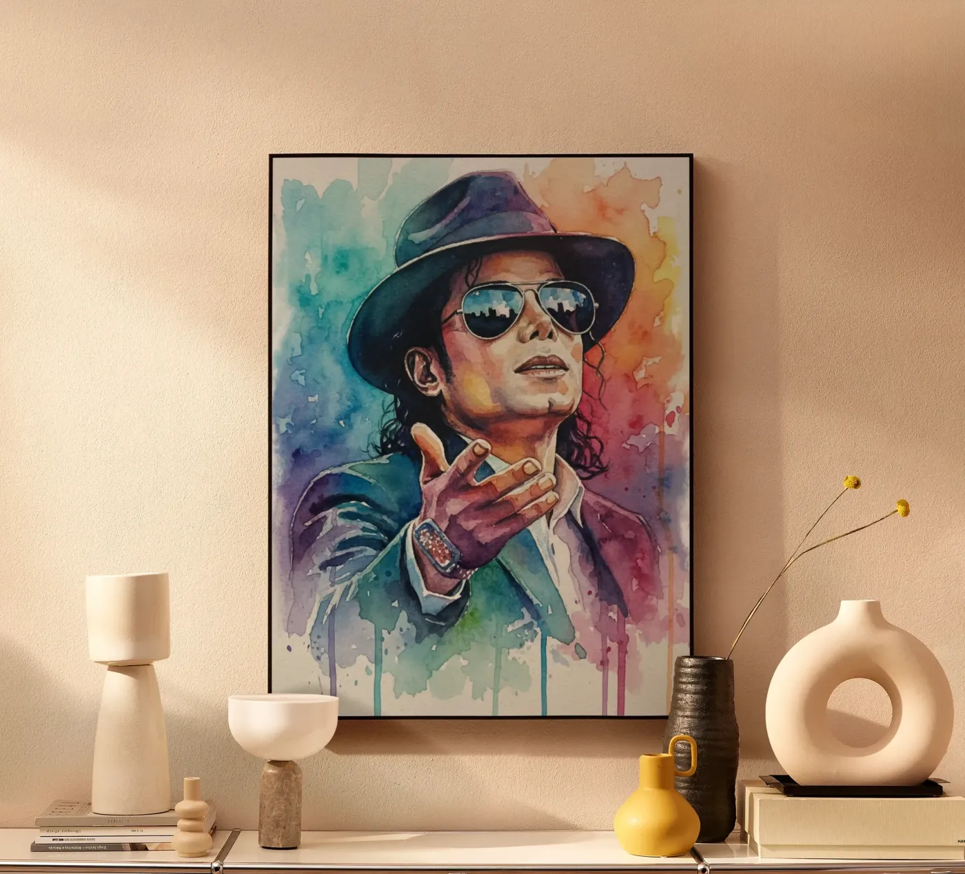 Aquarellmalerei - Michael Jackson Acryl-Glas von LUMINTU