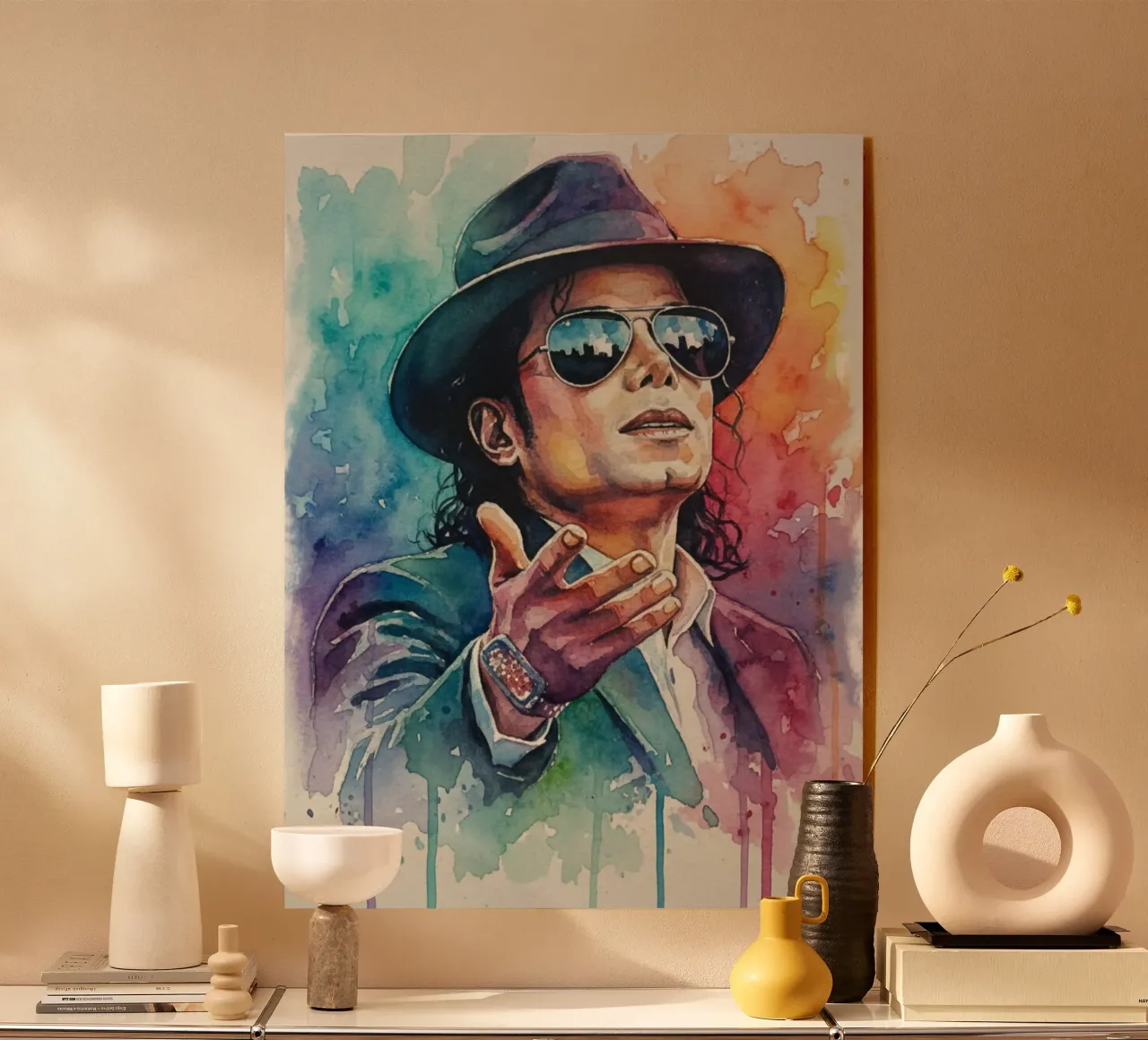 Acquerello - Michael Jackson plexiglass da LUMINTU