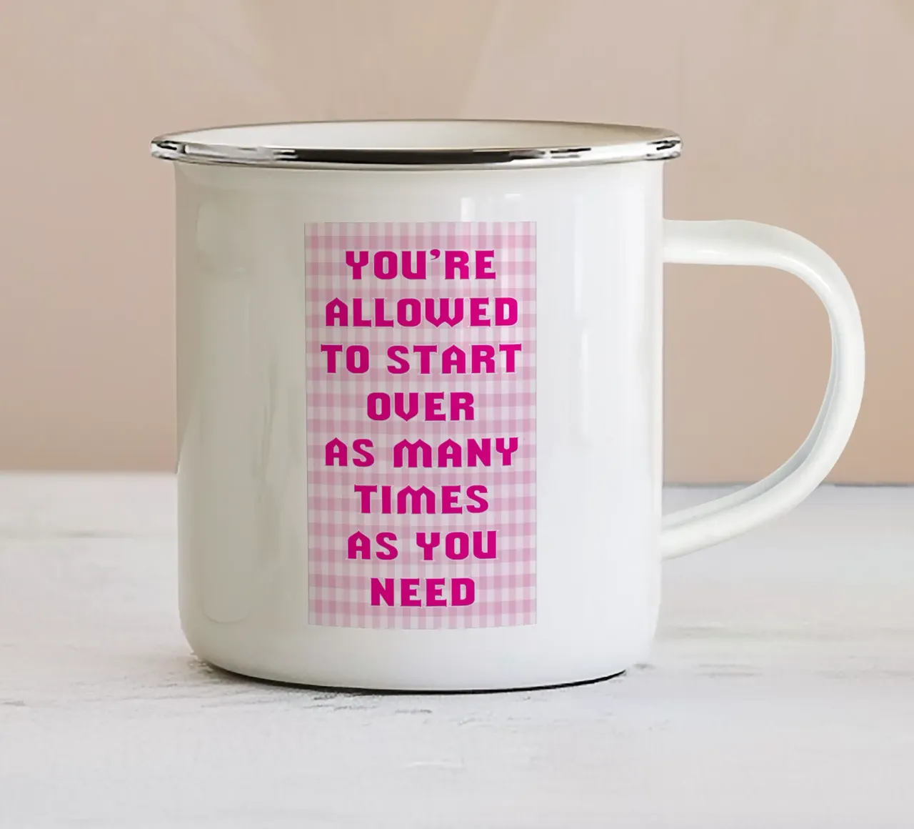 permesso di iniziare tazza in smalto da groogoals