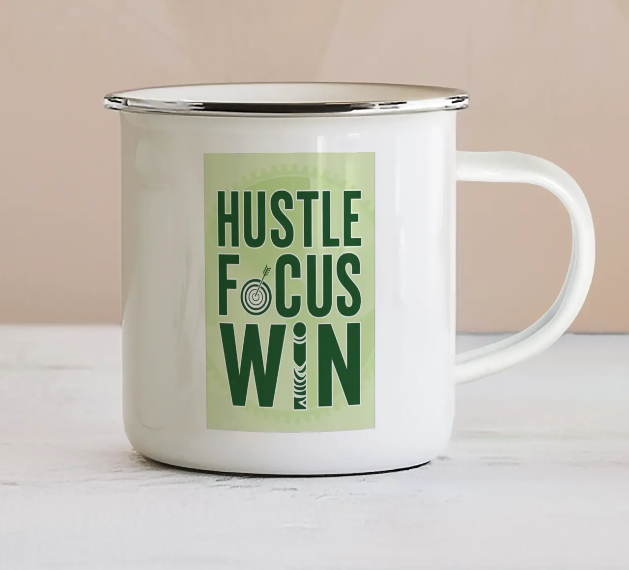 vincere con impegno tazza in smalto da groogoals