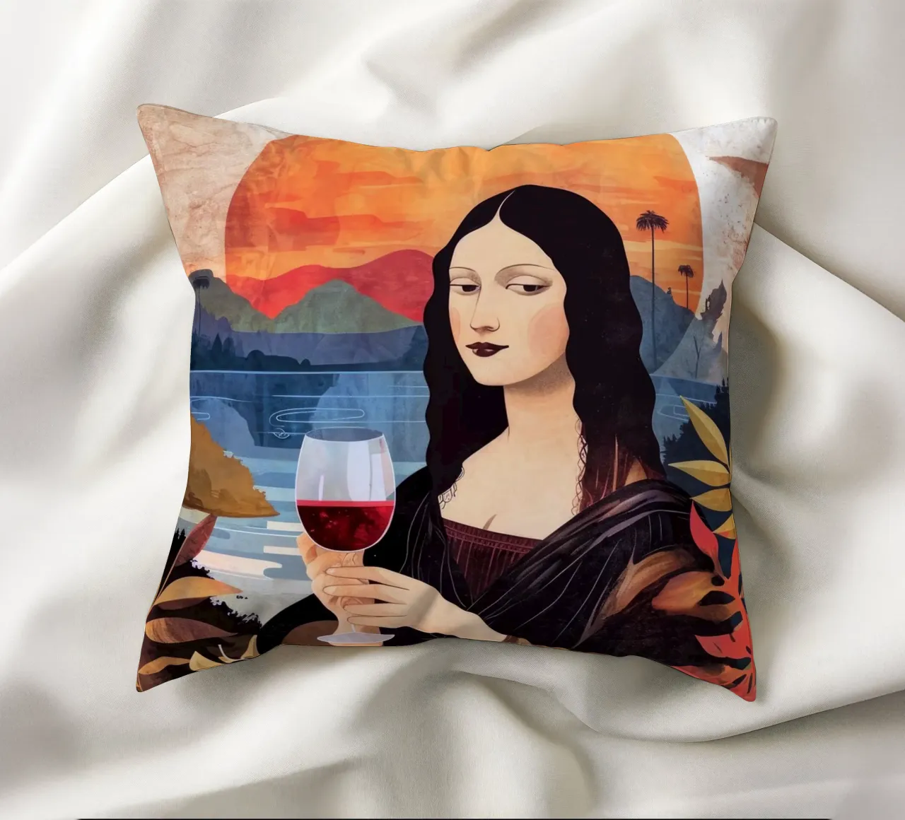Lisa chill out acquerello pittura digitale cuscino da Justyna Jaszke JBJart