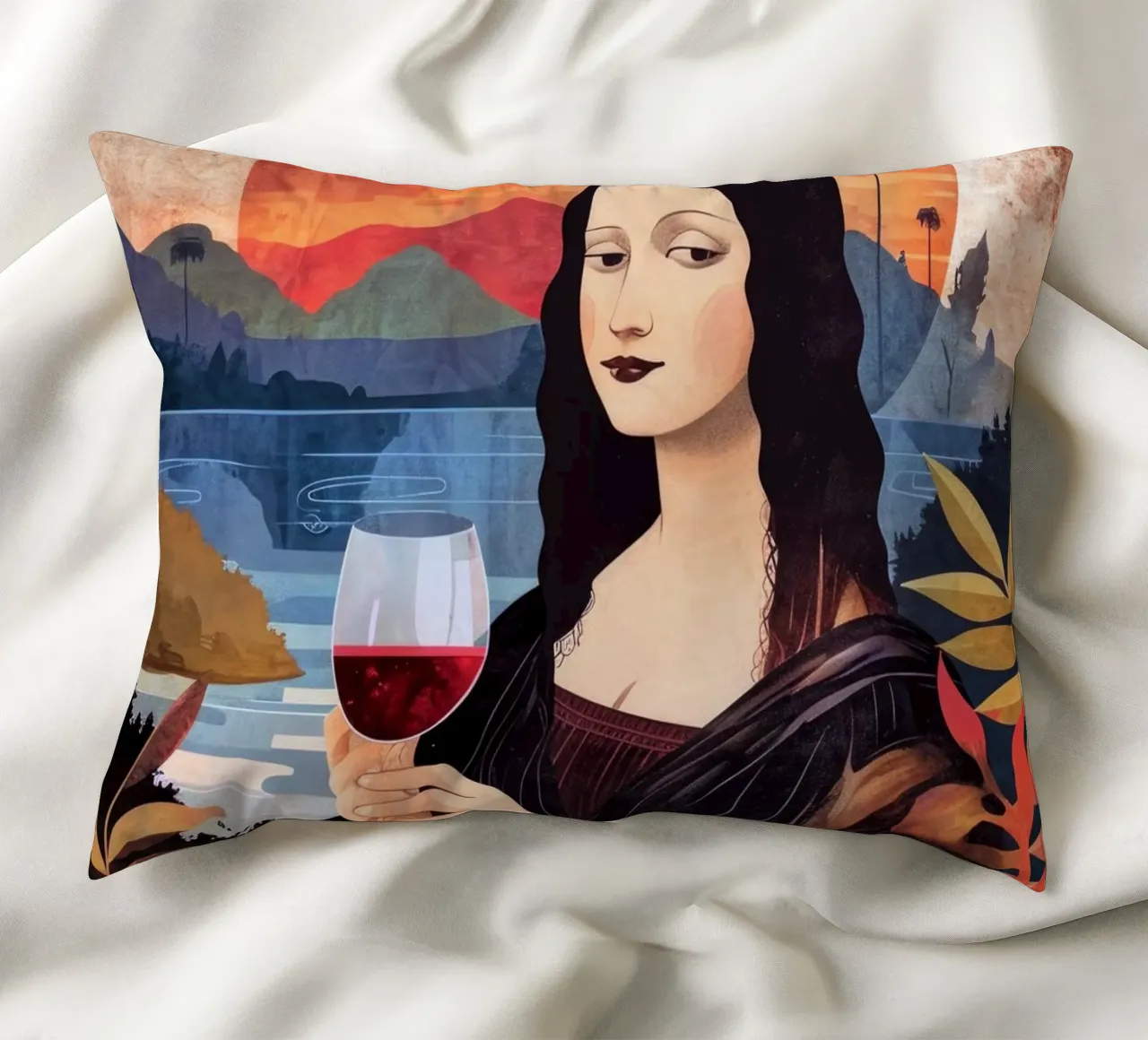 Lisa chill out acquerello pittura digitale cuscino da Justyna Jaszke JBJart