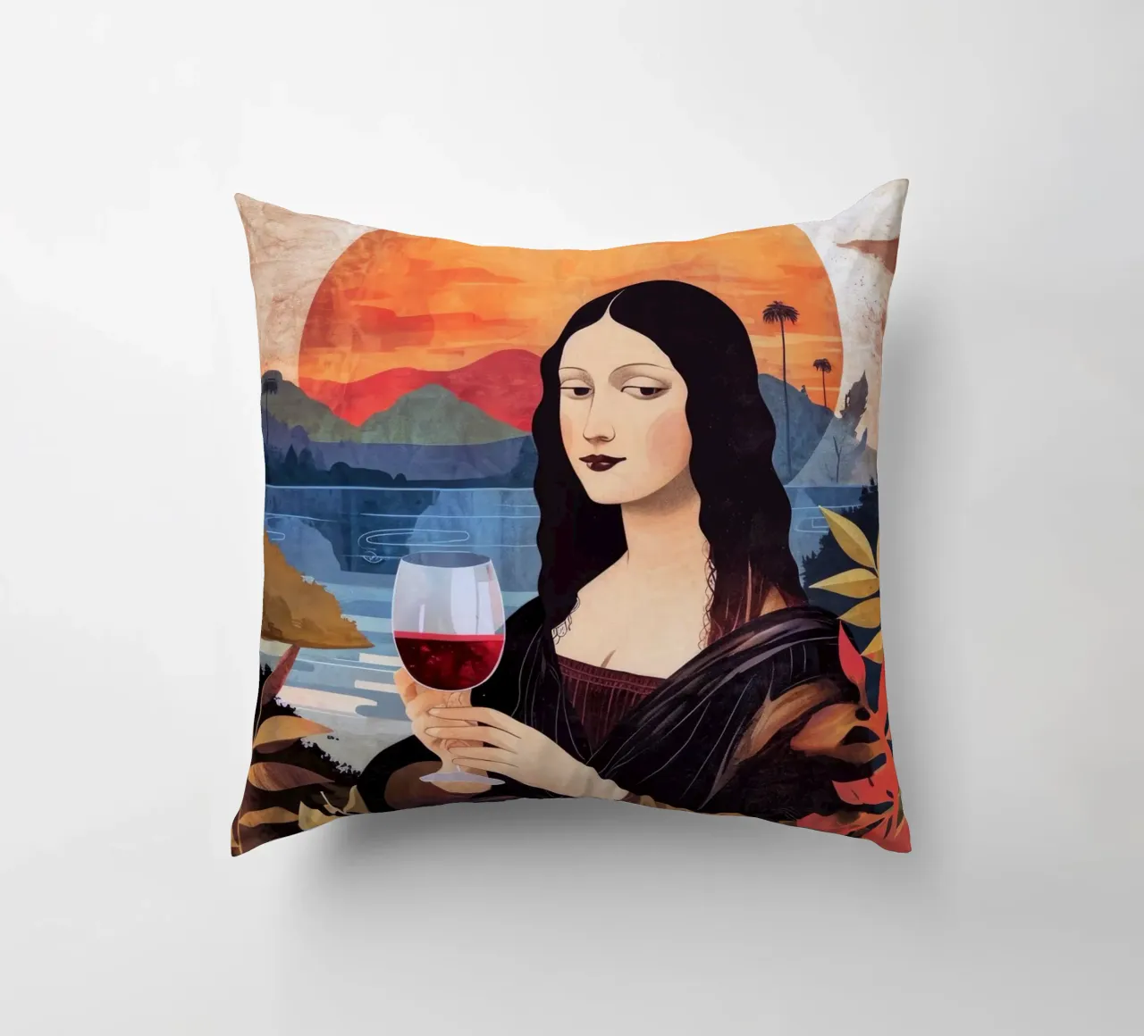 Lisa chill out acquerello pittura digitale cuscino da Justyna Jaszke JBJart
