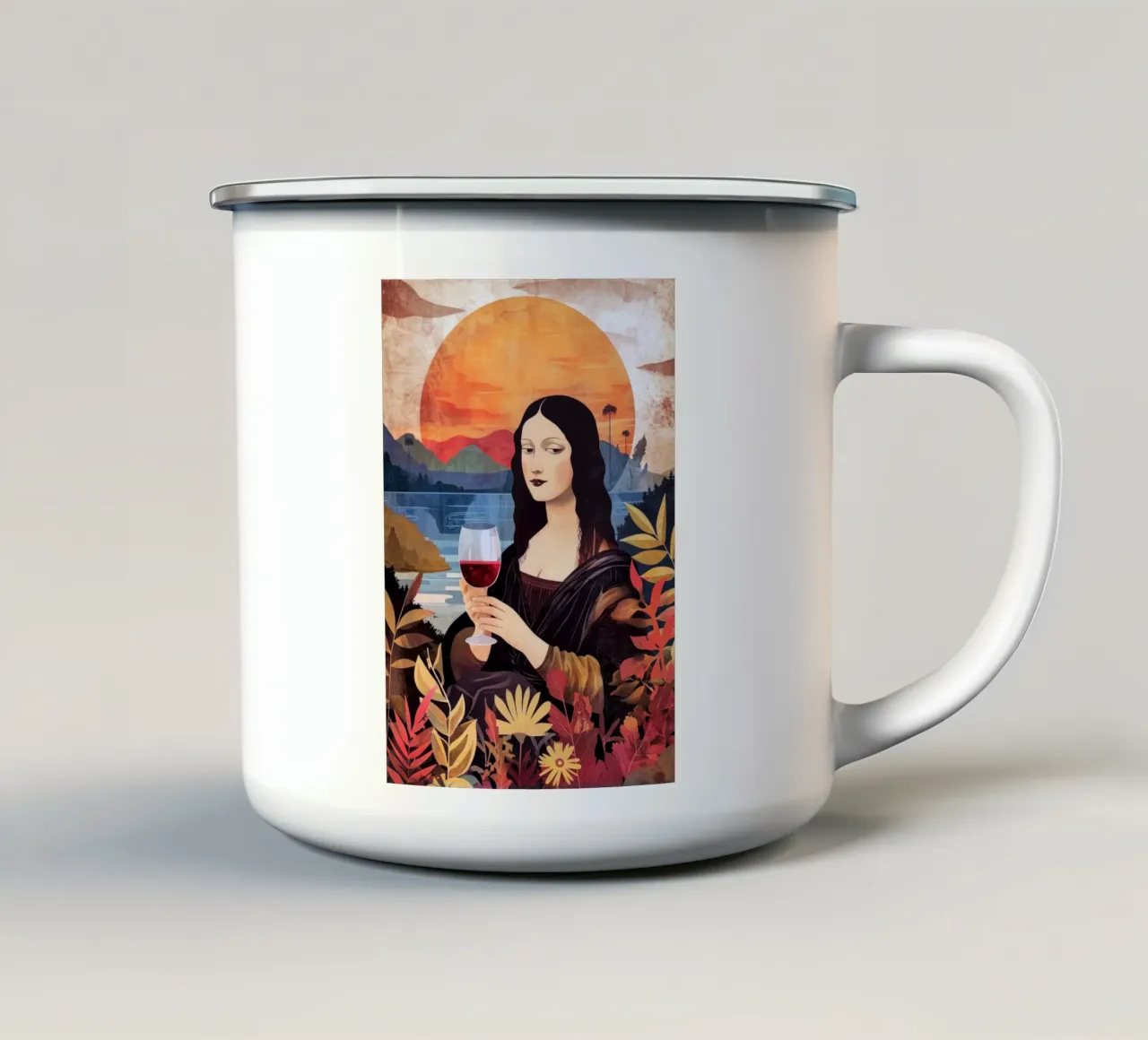 Lisa chill out acquerello pittura digitale tazza in smalto da Justyna Jaszke JBJart