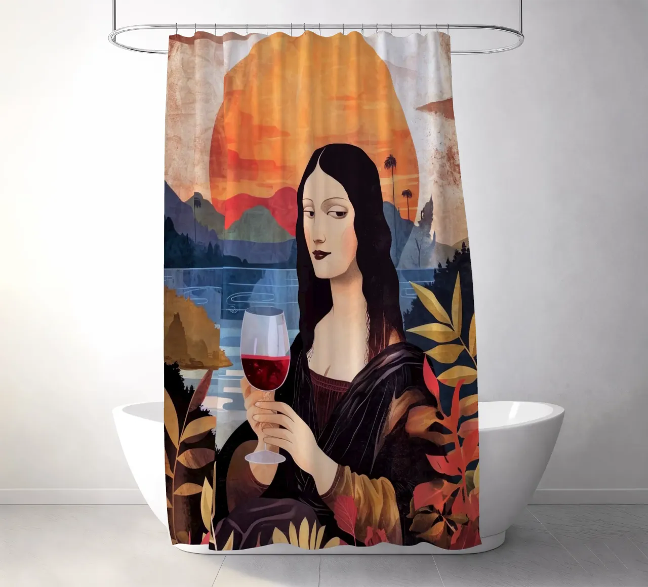 Lisa chill out acquerello pittura digitale tenda da doccia da Justyna Jaszke JBJart