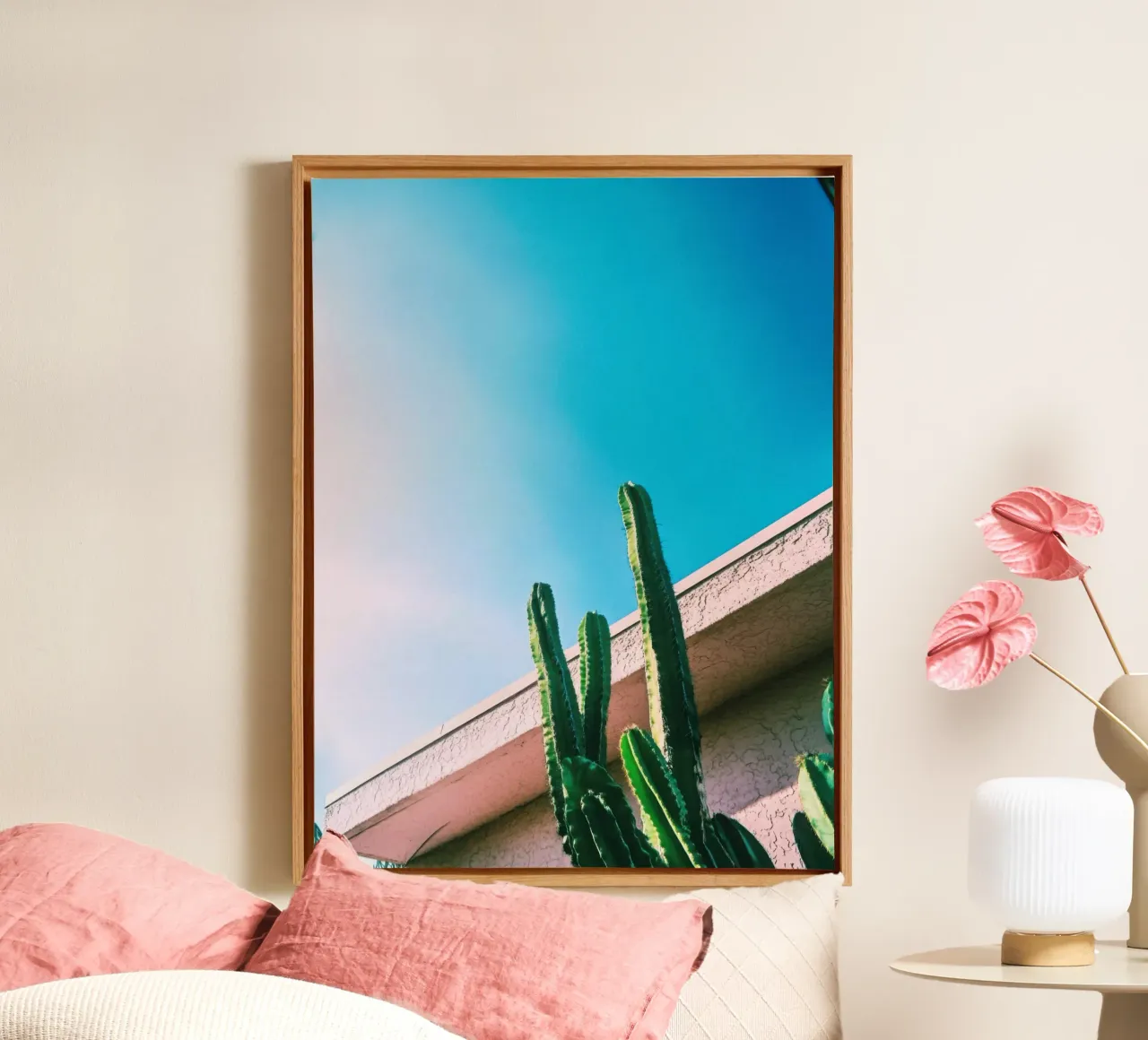 1 canvas met Baklijst van Pink California | Affiches & Posters