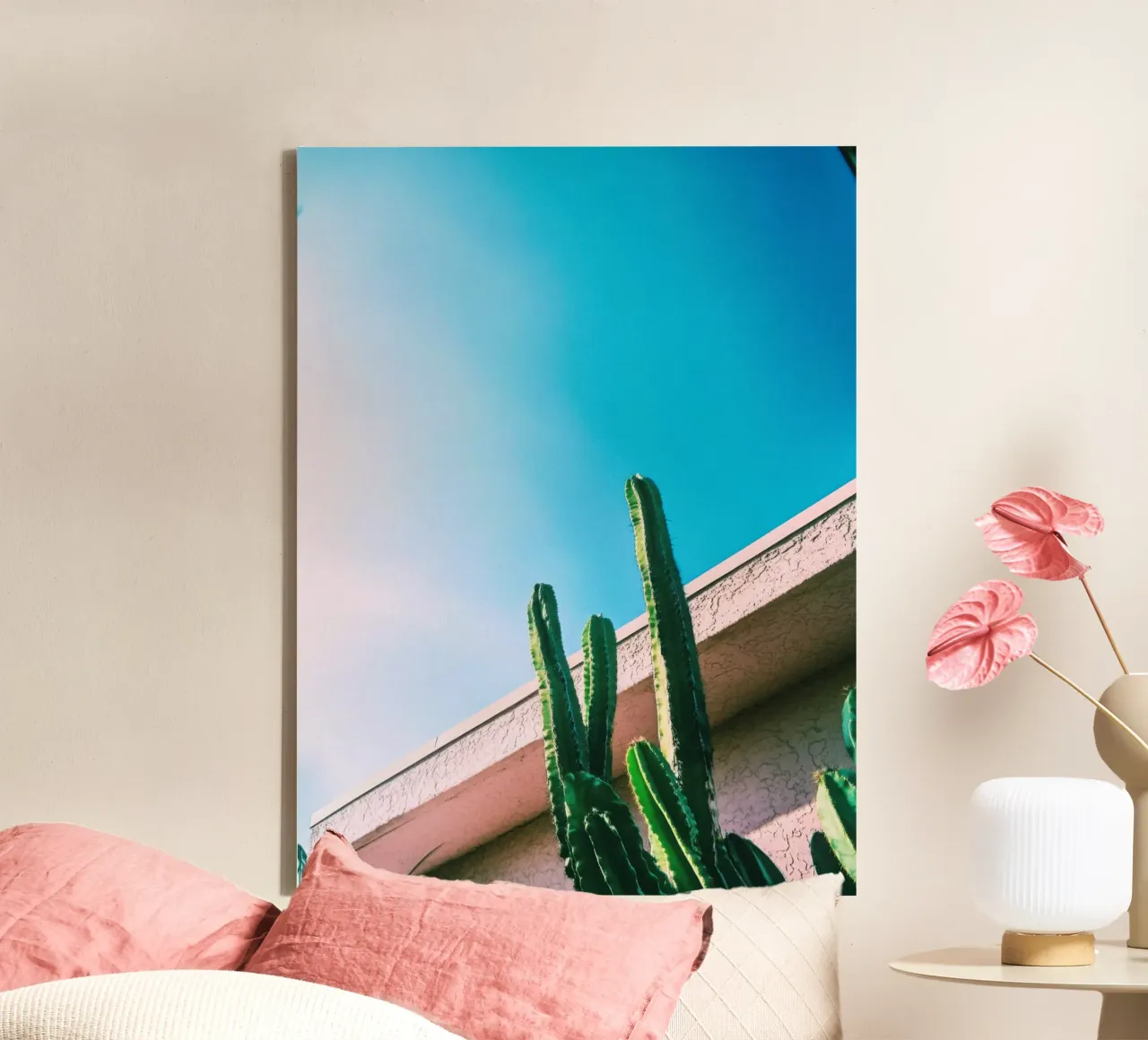 1 canvas met Baklijst van Pink California | Affiches & Posters