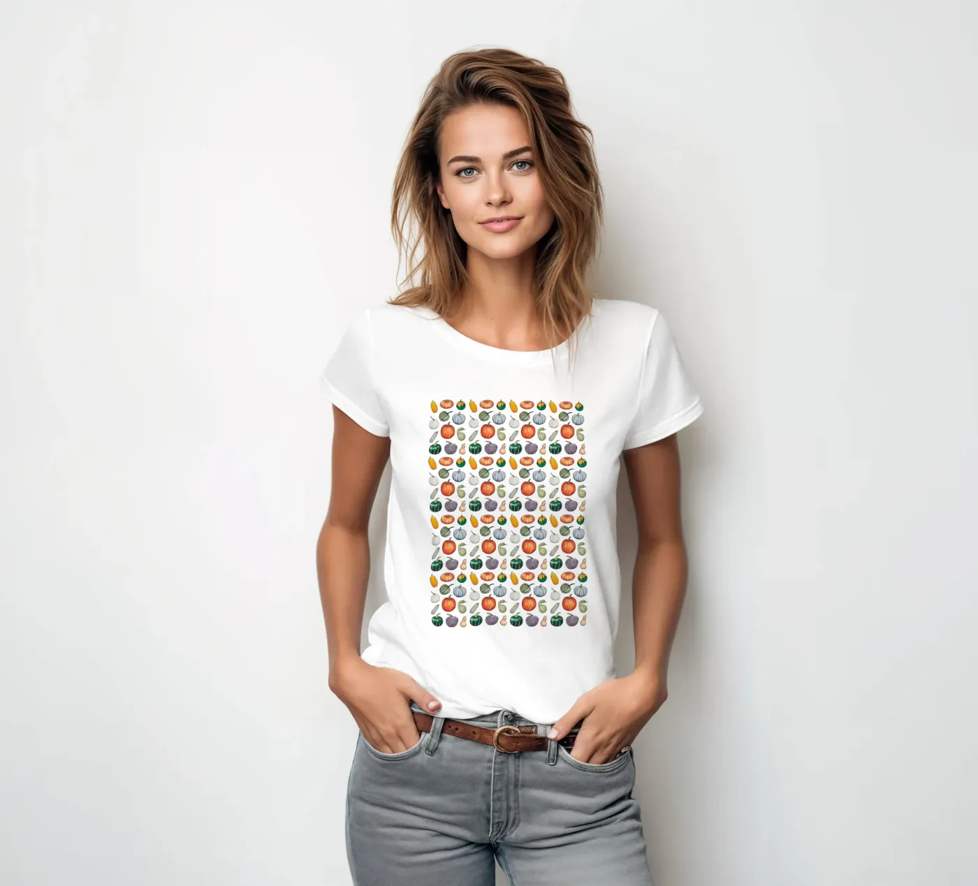 Pumpkin pattern t-shirt da donna da Artsymalistic