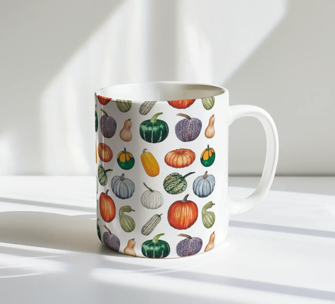 Pumpkin pattern ceramic mug by Artsymalistic