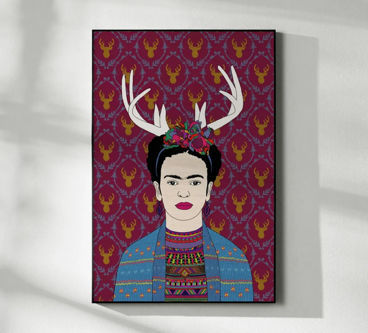 Deer Frida acryl van Bianca Green