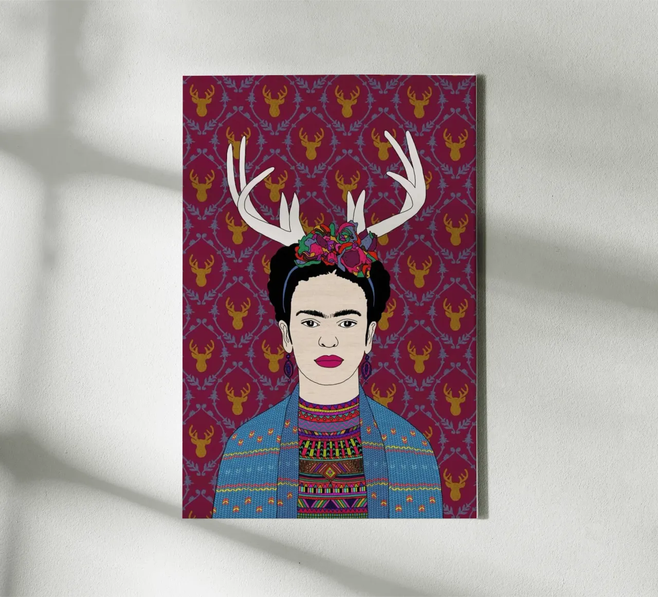 Deer Frida tela con Cornice a cassetta da Bianca Green