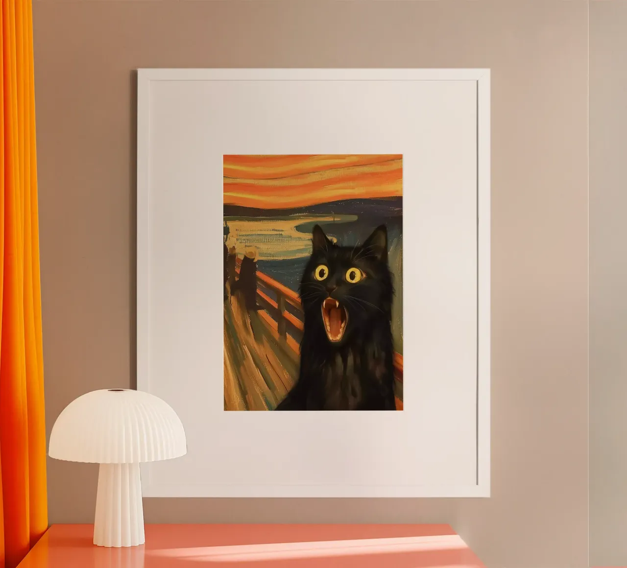 Kitty scream poster con telaio in legno da Dikhotomy