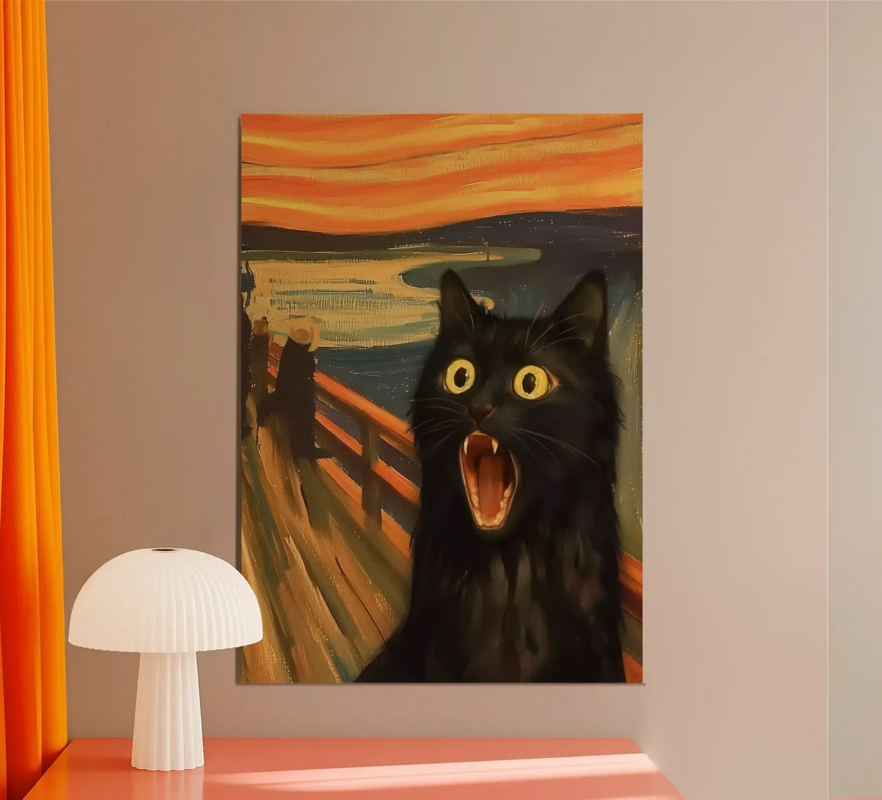 Kitty scream poster con telaio in legno da Dikhotomy