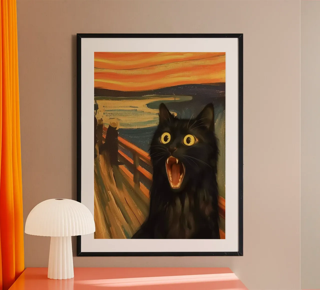 Kitty scream poster con telaio in legno da Dikhotomy