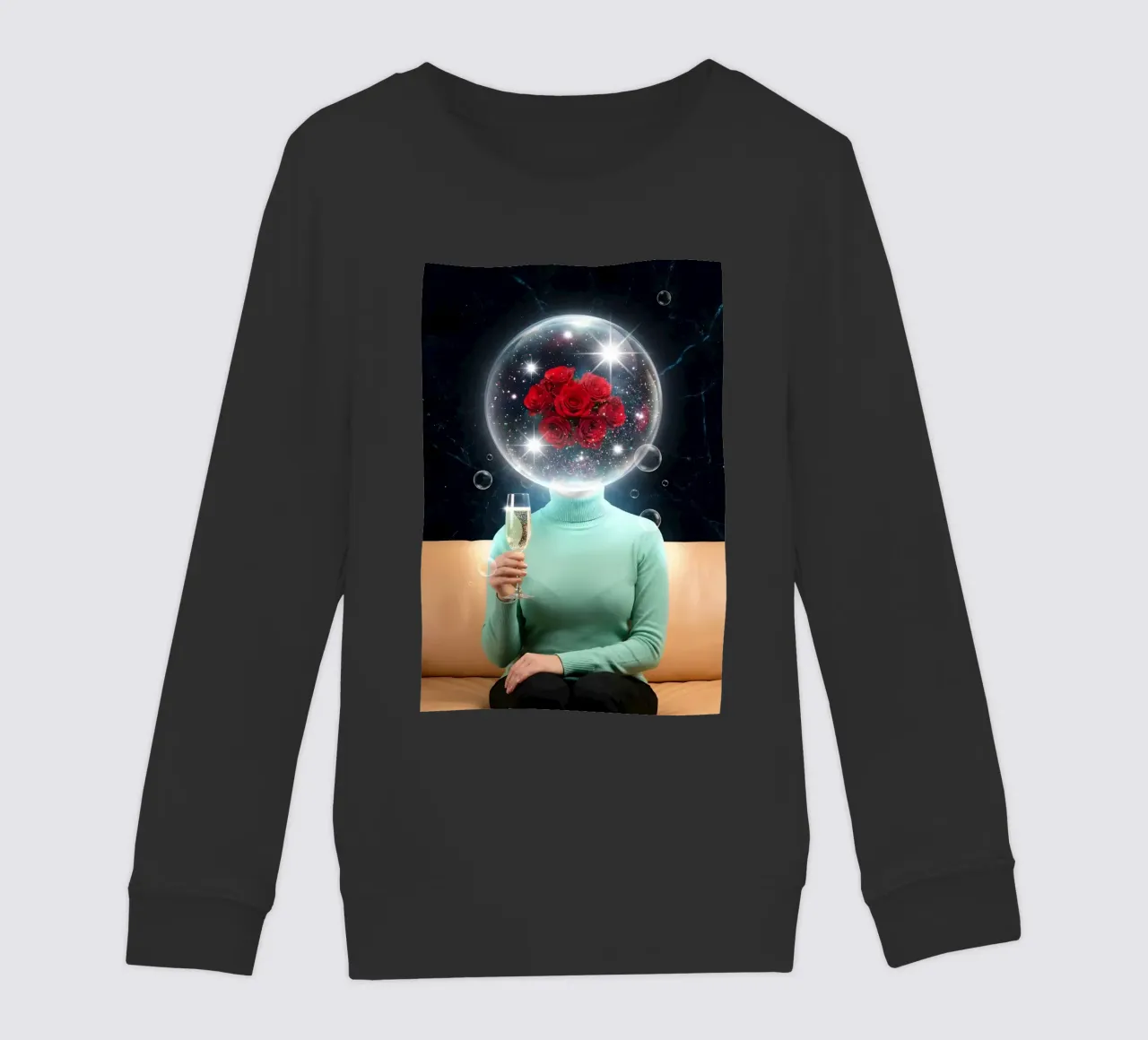 Surreal Rose Mind Bubble with Champagne Cosmic Art (bulle d'esprit surréaliste en rose avec art cosmique en champagne) sweat enfant de Cosmic Reverie Creations