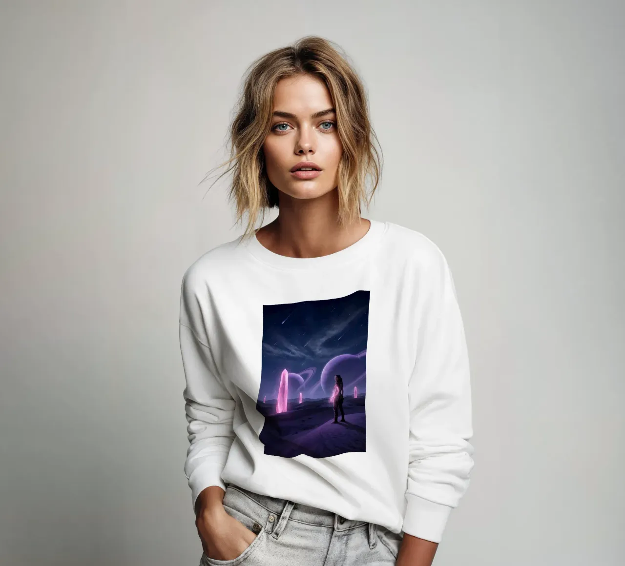 Un cristallo cosmico che vaga in un universo alieno viola felpa da Cosmic Reverie Creations