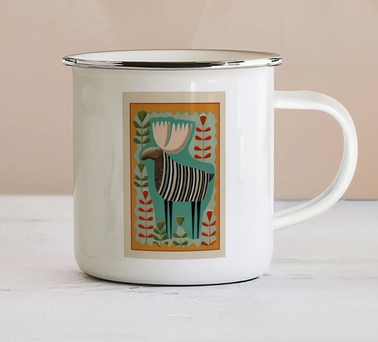 Folk Forest Moose tazza in smalto da cityart