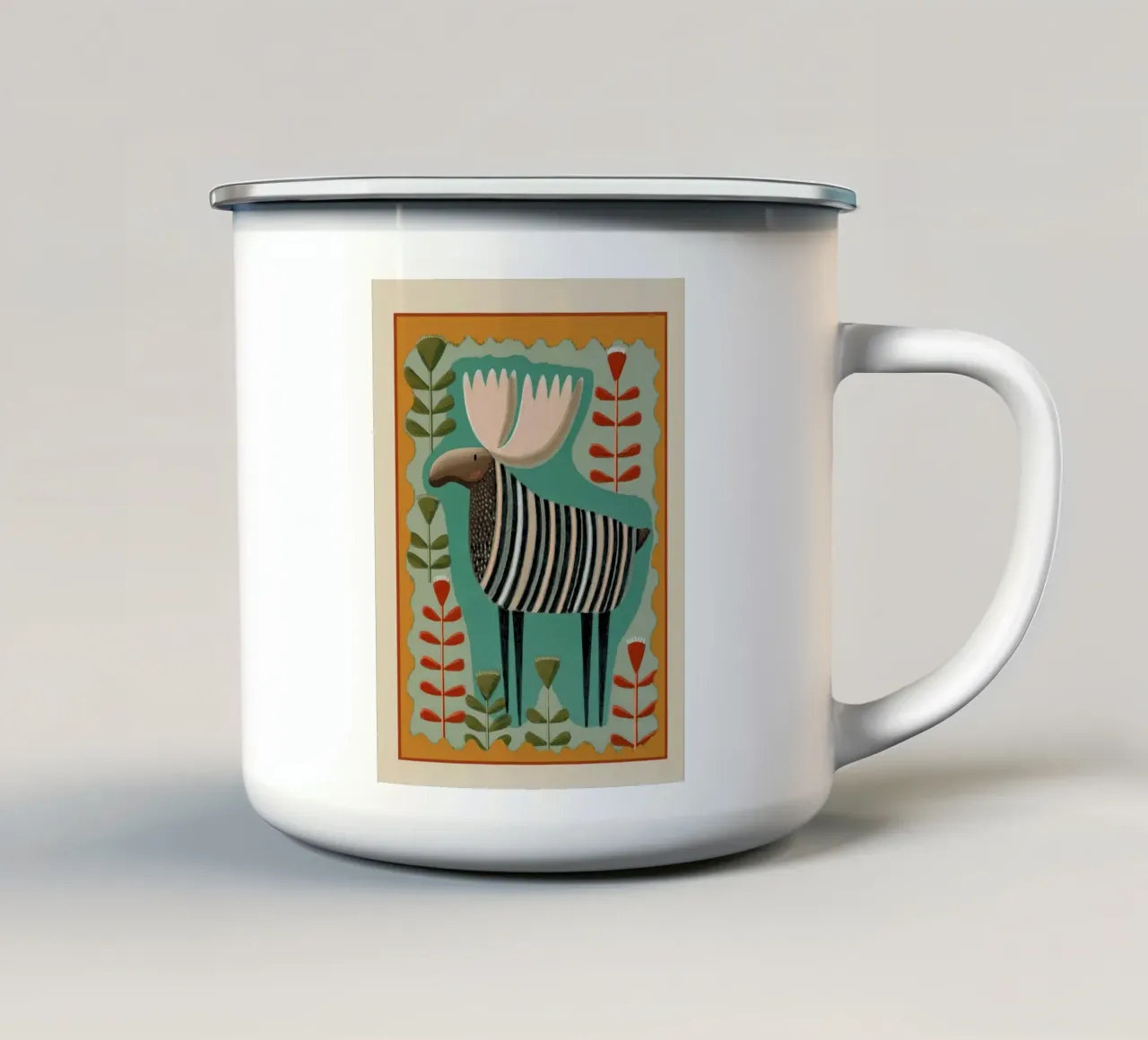 Folk Forest Moose tazza in smalto da cityart