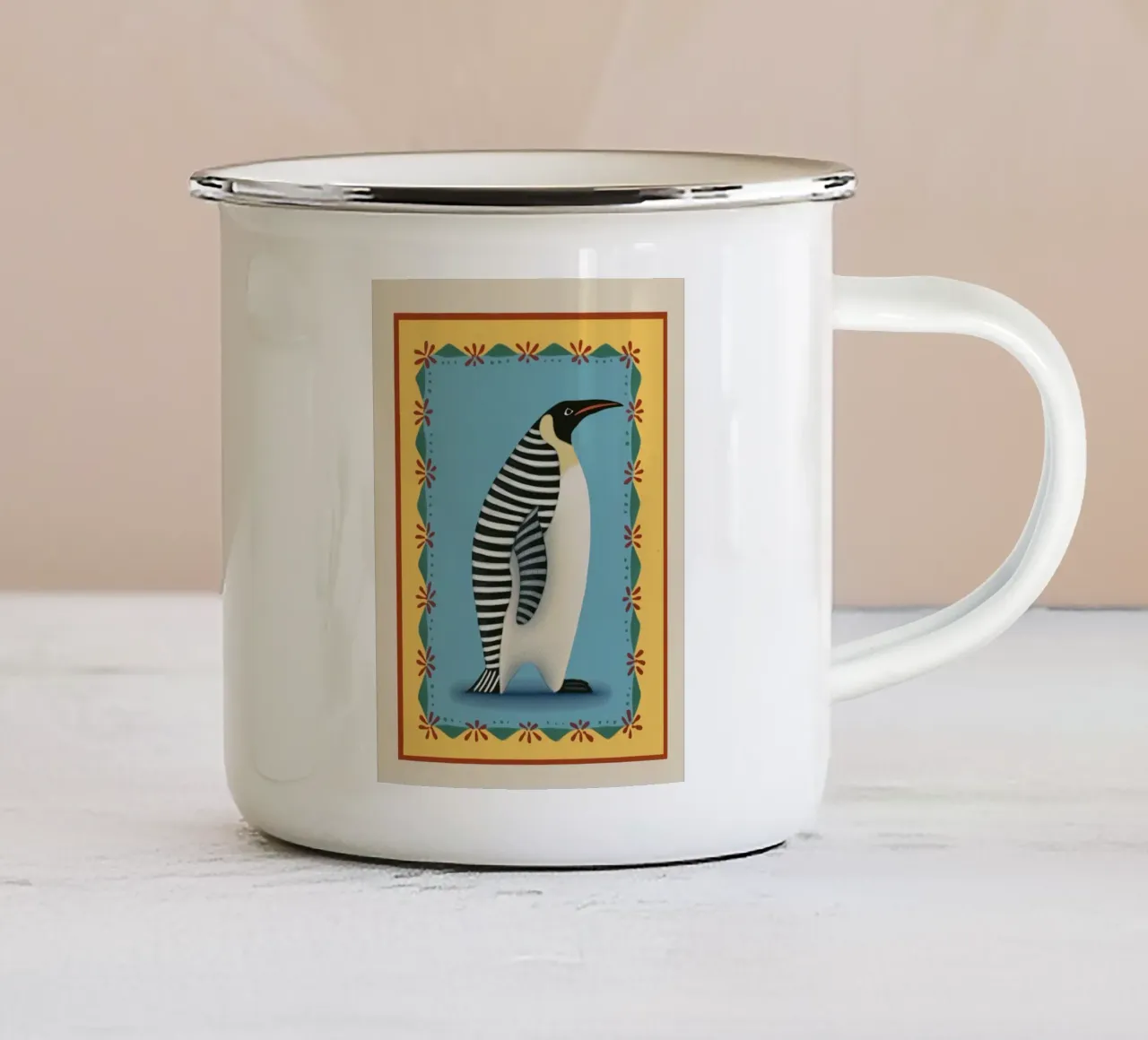 Striped Penguin tazza in smalto da cityart