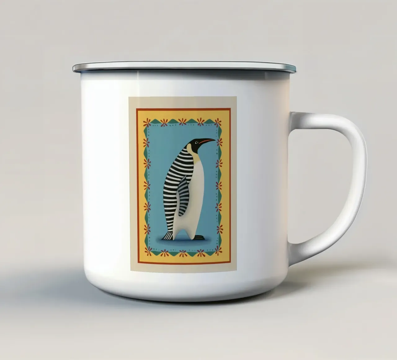 Striped Penguin tazza in smalto da cityart