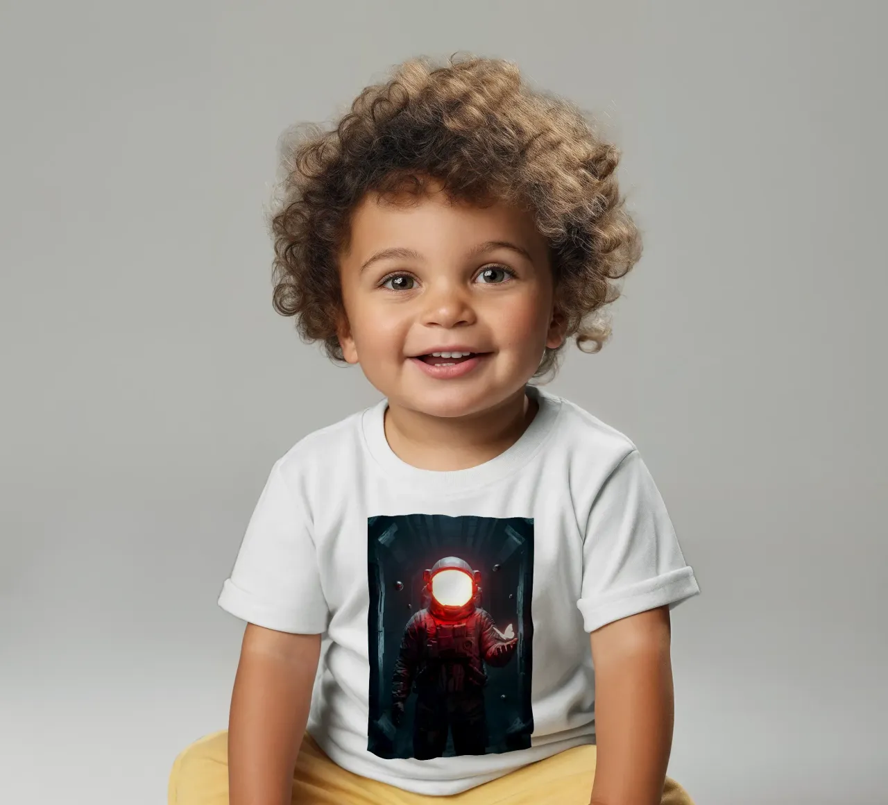 Astronauta di luce con in mano una farfalla in un futuro oscuro maglietta neonato da Cosmic Reverie Creations