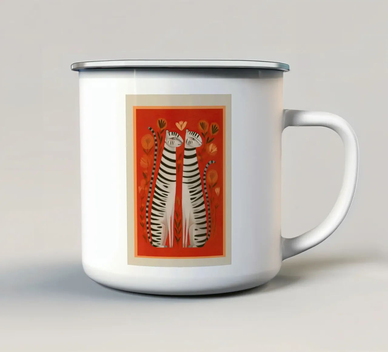 Striped Cat Pair tazza in smalto da cityart