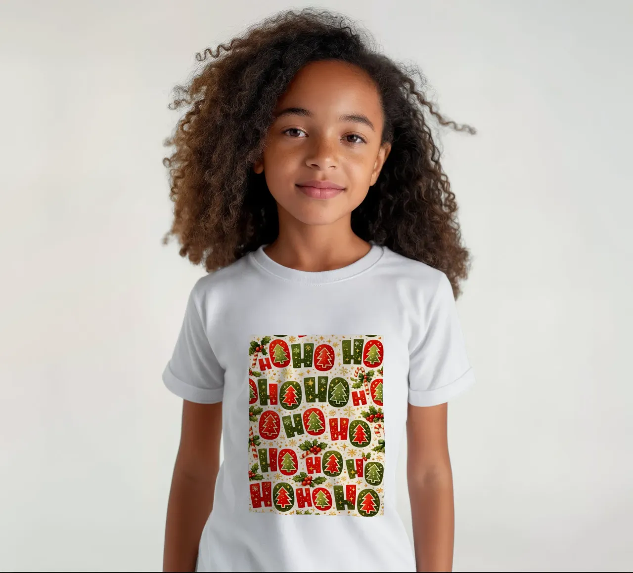 “Ho Ho Ho” Pattern t-shirt bambini da Nordic Noel Studio