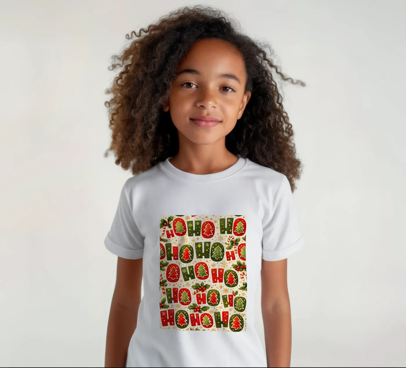 'Ho Ho'-patroon kinder t-shirt van Nordic Noel Studio